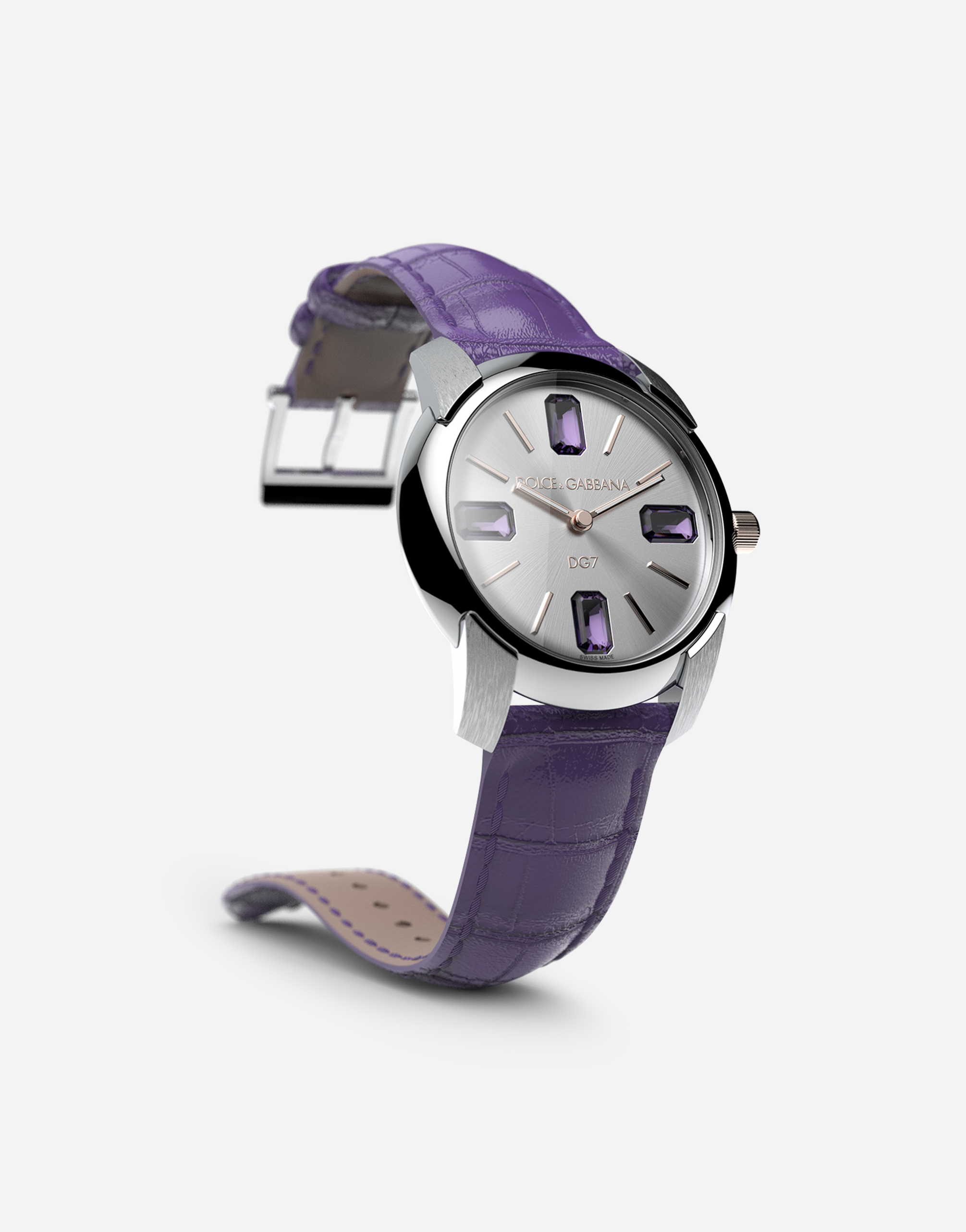 Shop Dolce & Gabbana Watch With Alligator Strap In Purple