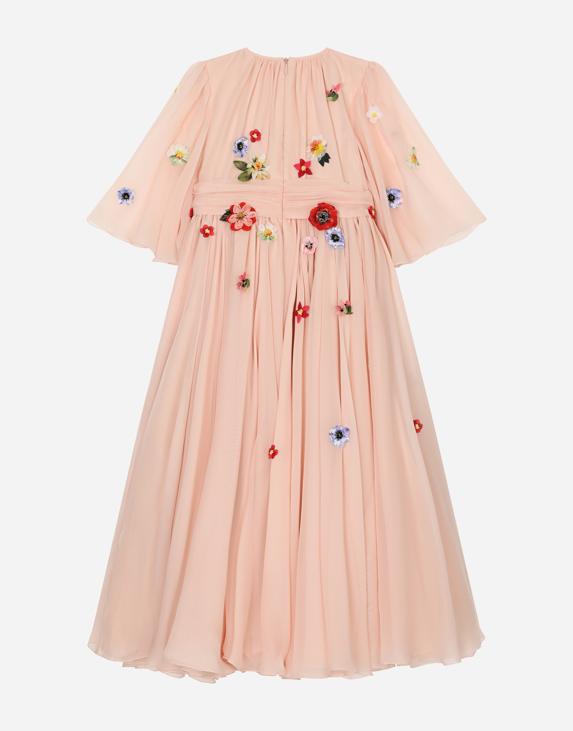 Dolce & Gabbana Short-sleeved Chiffon Dress In Pink