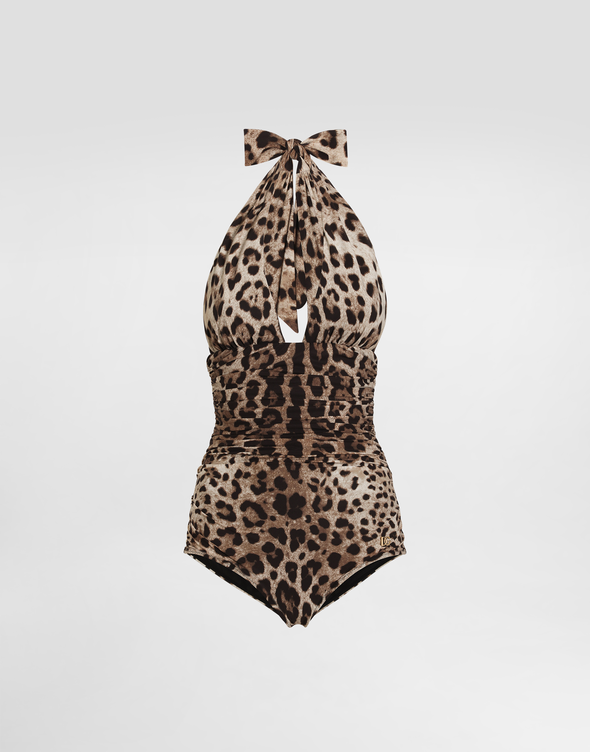 Costume intero scollato stampa leopardo