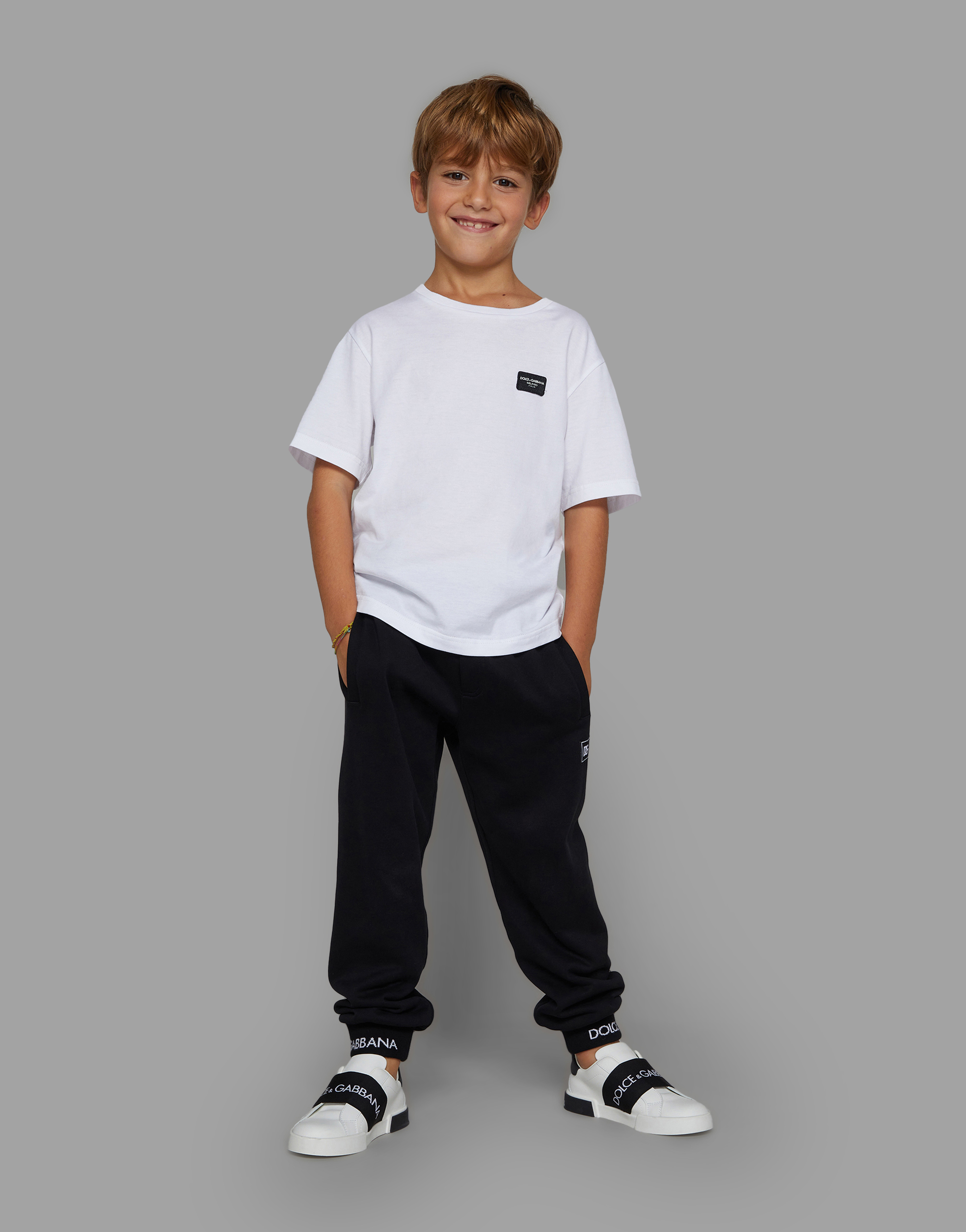Dolce & Gabbana Jersey T-shirt With Logo Tag In White