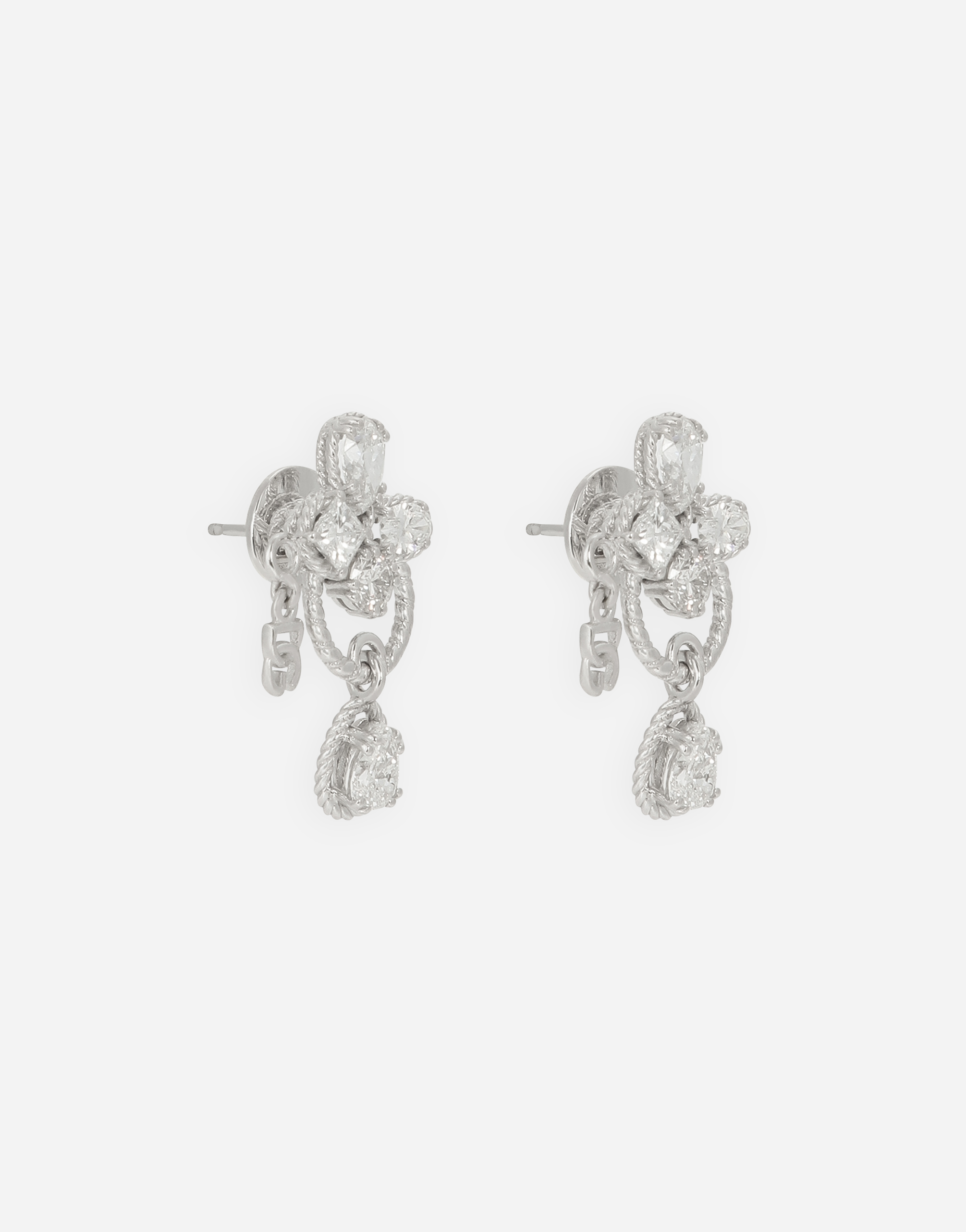 Shop Dolce & Gabbana Easy Diamond Earrings In White Gold 18kt And Diamonds In ホワイト