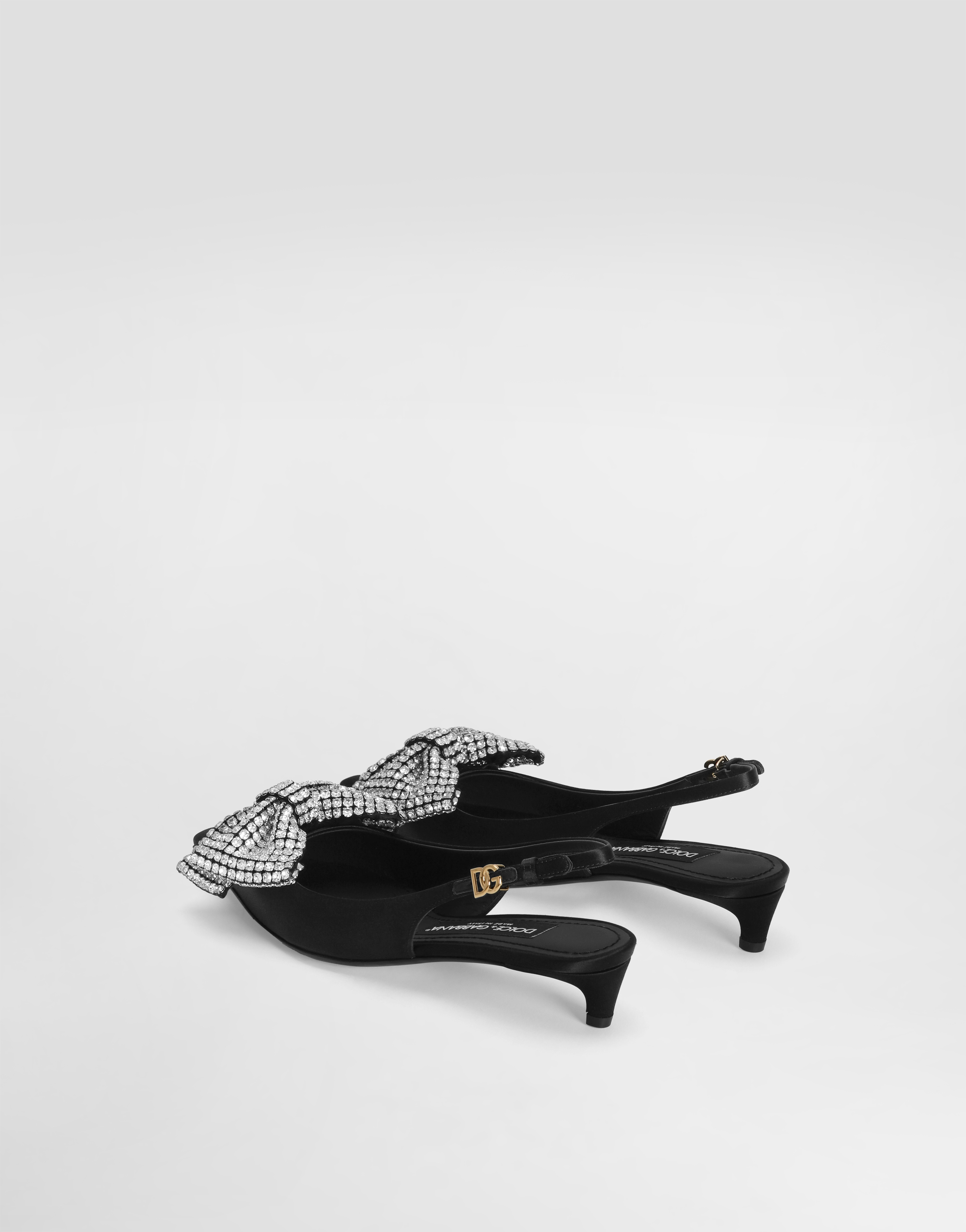  Dolce & Gabbana Dolce & Gabbana Satin Slingbacks With Rhinestone Embellishment - Woman Pumps And Slingback Multi-colored 35 