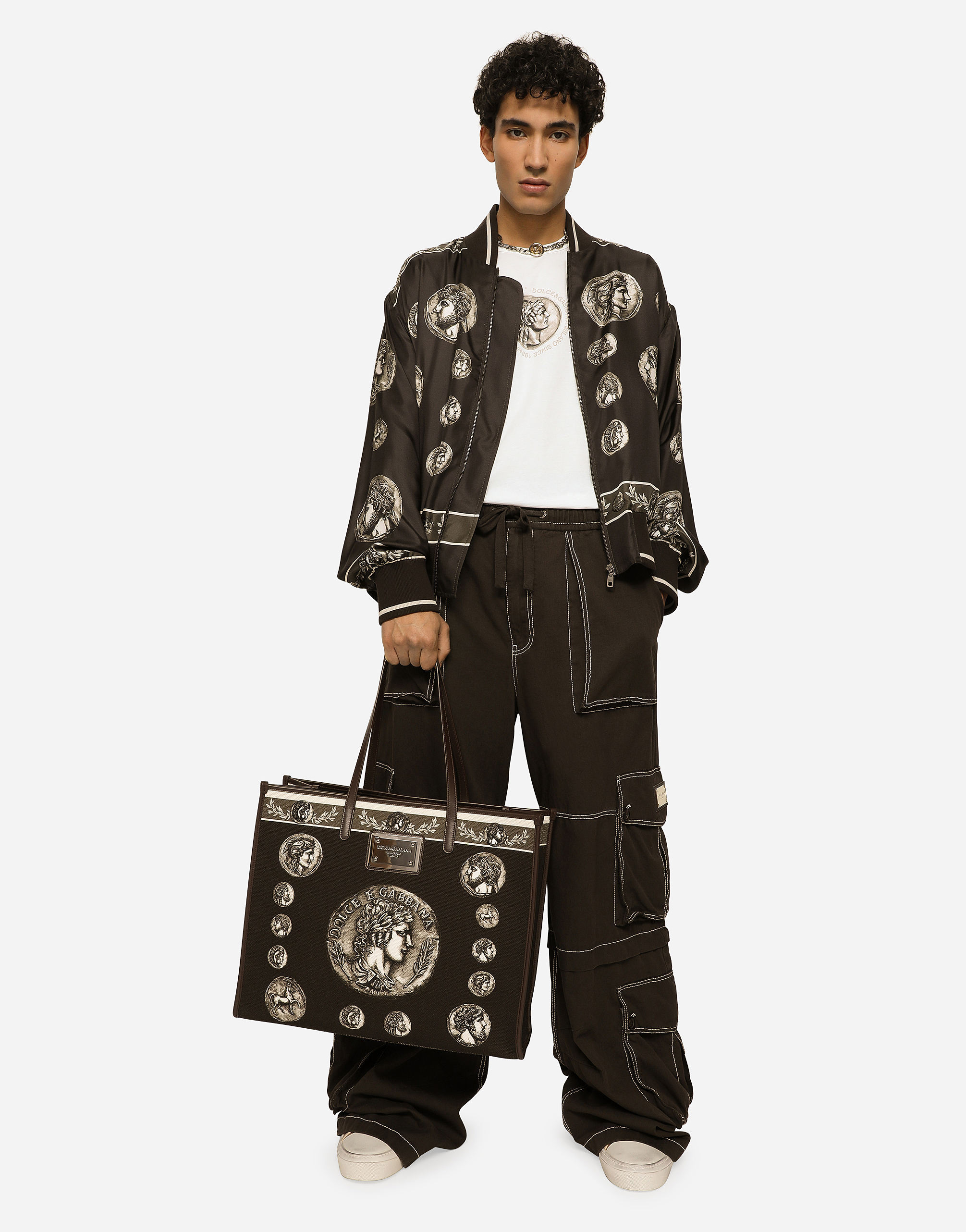 DOLCE & GABBANA COIN PRINT SILK TWILL JACKET