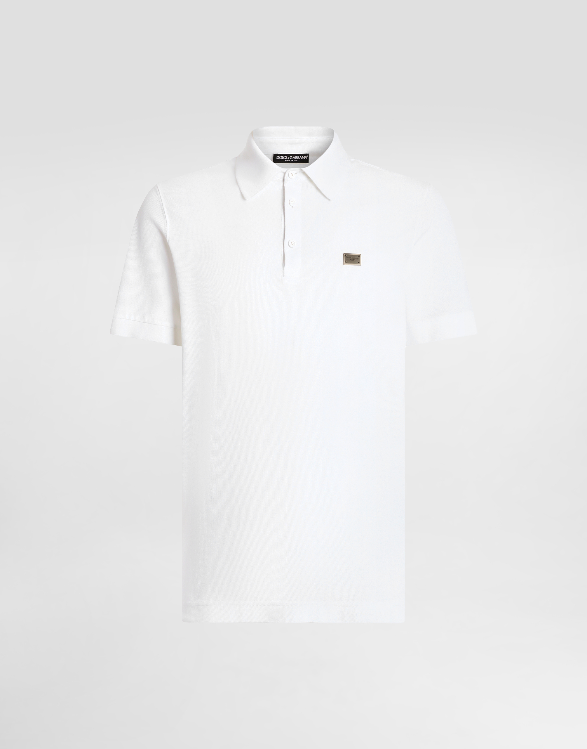 Dolce & Gabbana Cotton Polo-shirt With Branded Tag In White