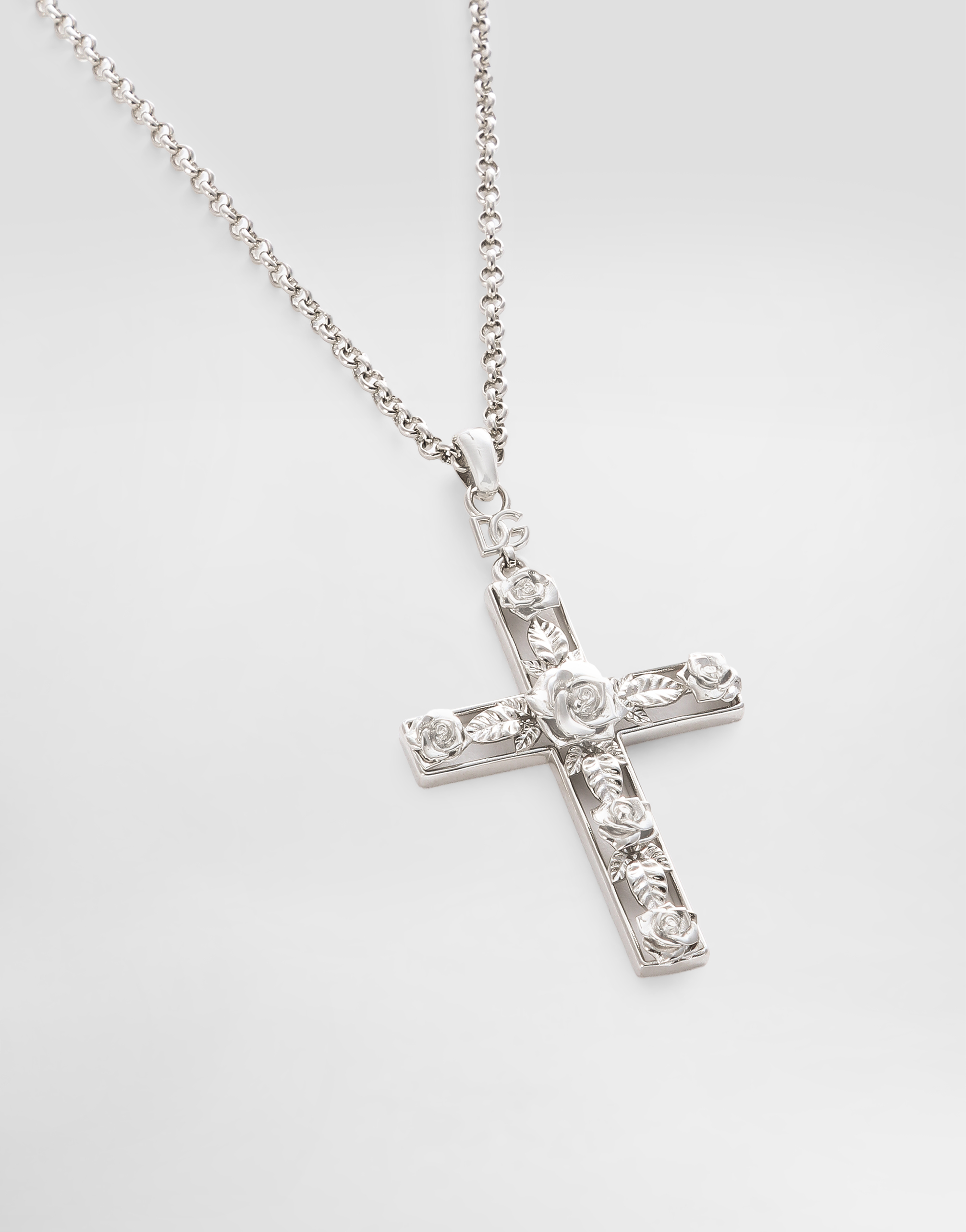 Dolce & Gabbana Metal Necklace With Logo In Silver
