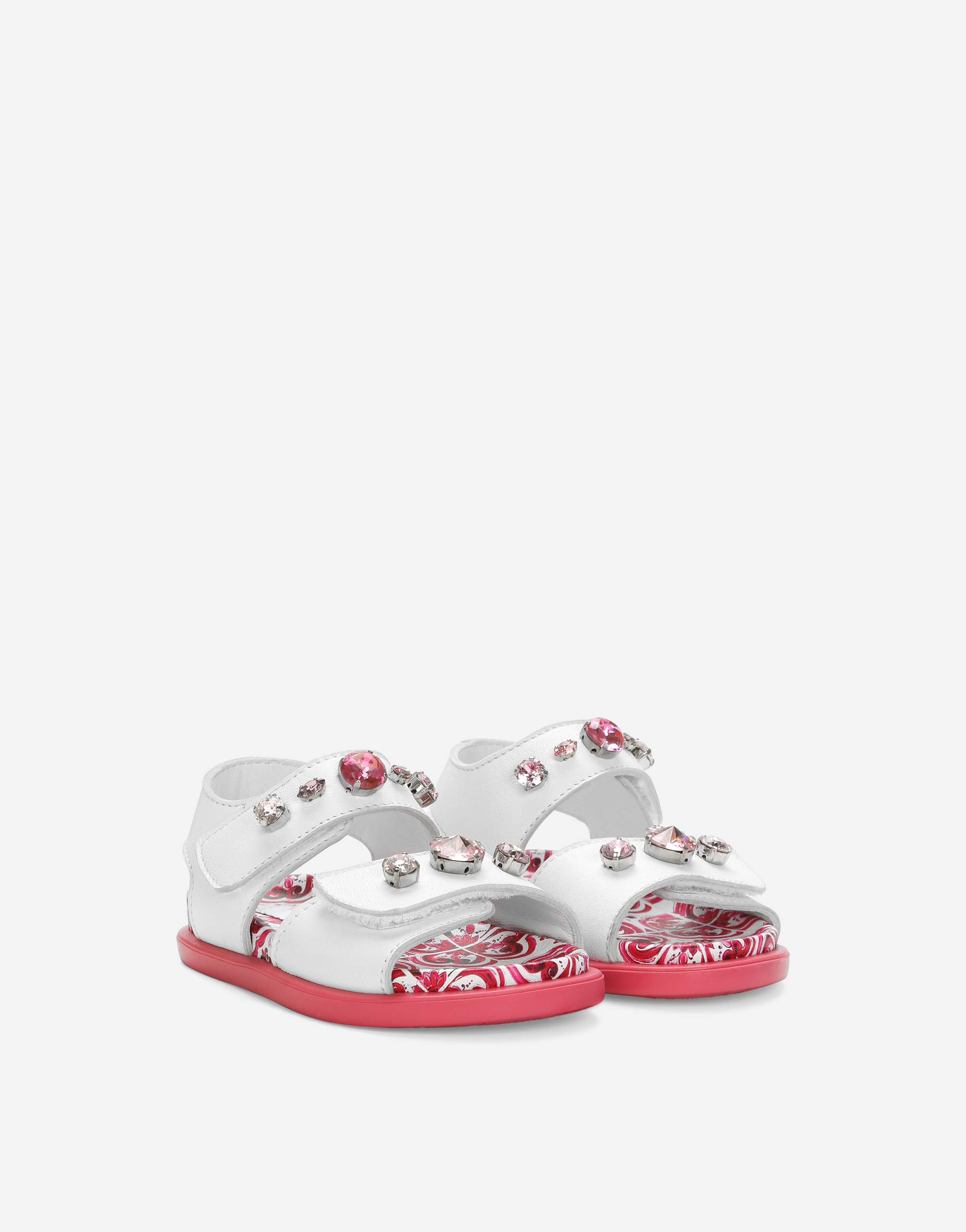 DOLCE & GABBANA PATENT LEATHER SANDALS WITH EMBELLISHMENT