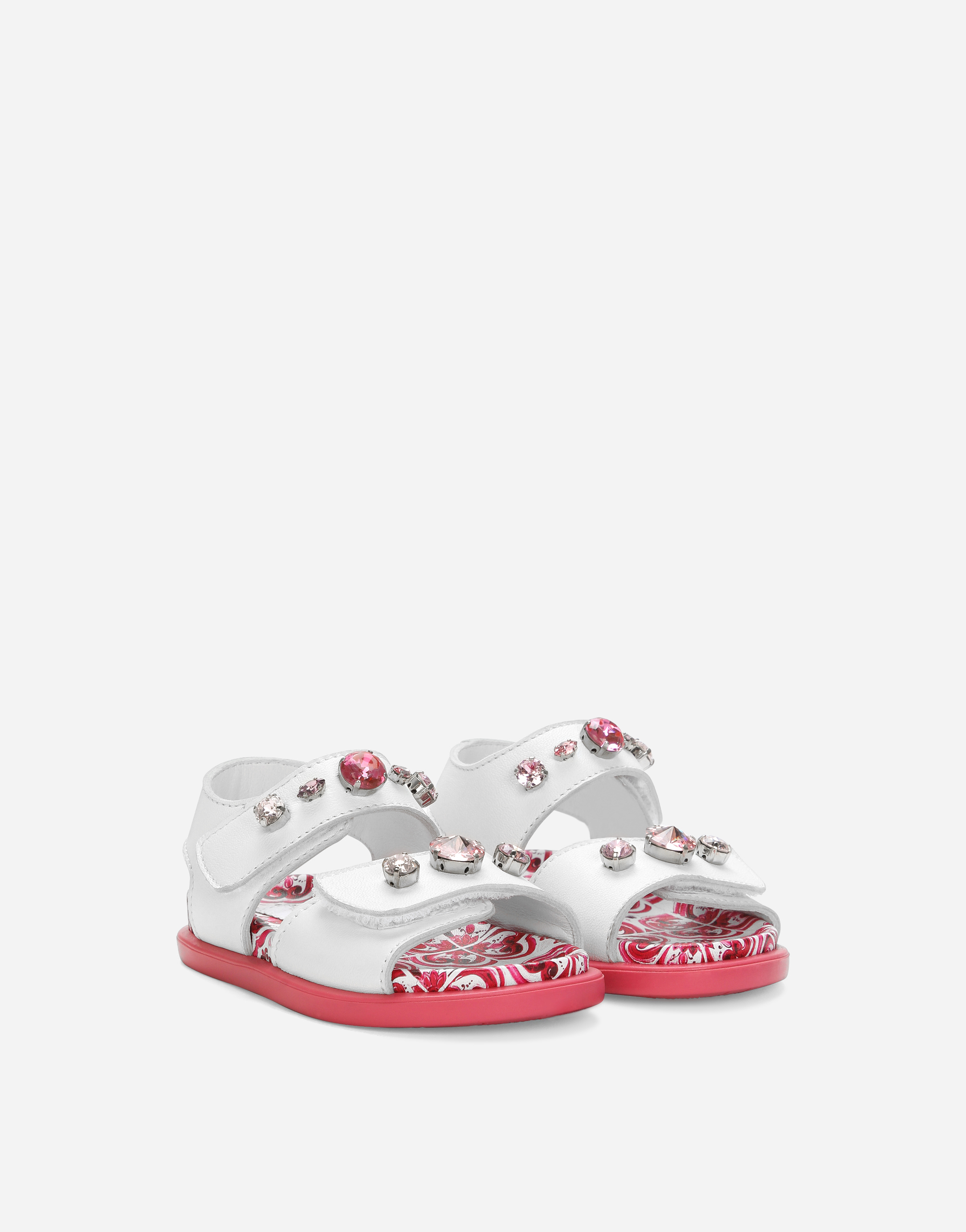 Shop Dolce & Gabbana Patent Leather Sandals With Embellishment In Multicolor