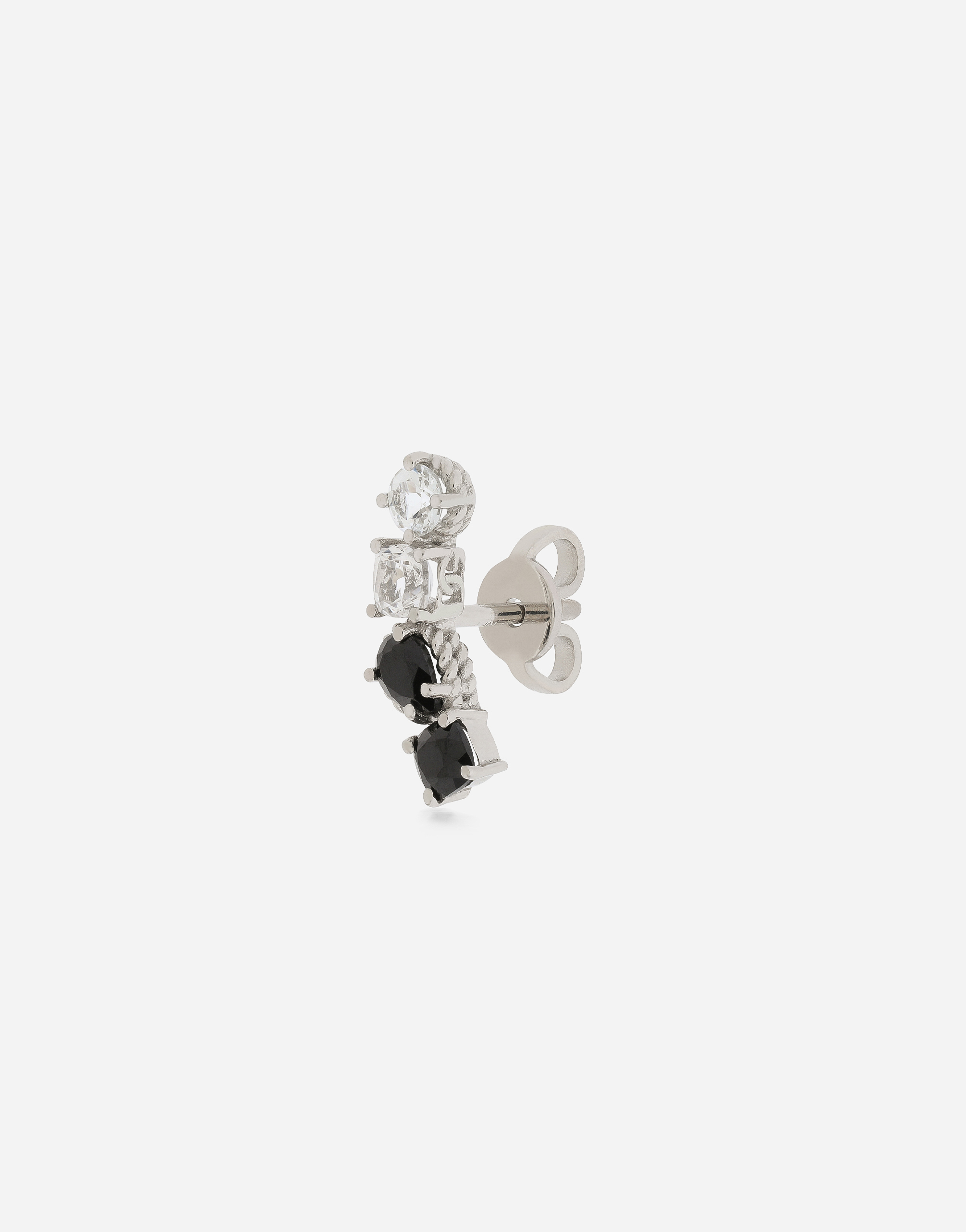 Single earring in white gold 18kt with colourless topazes and black spinels  in White for | Dolce&Gabbana® US