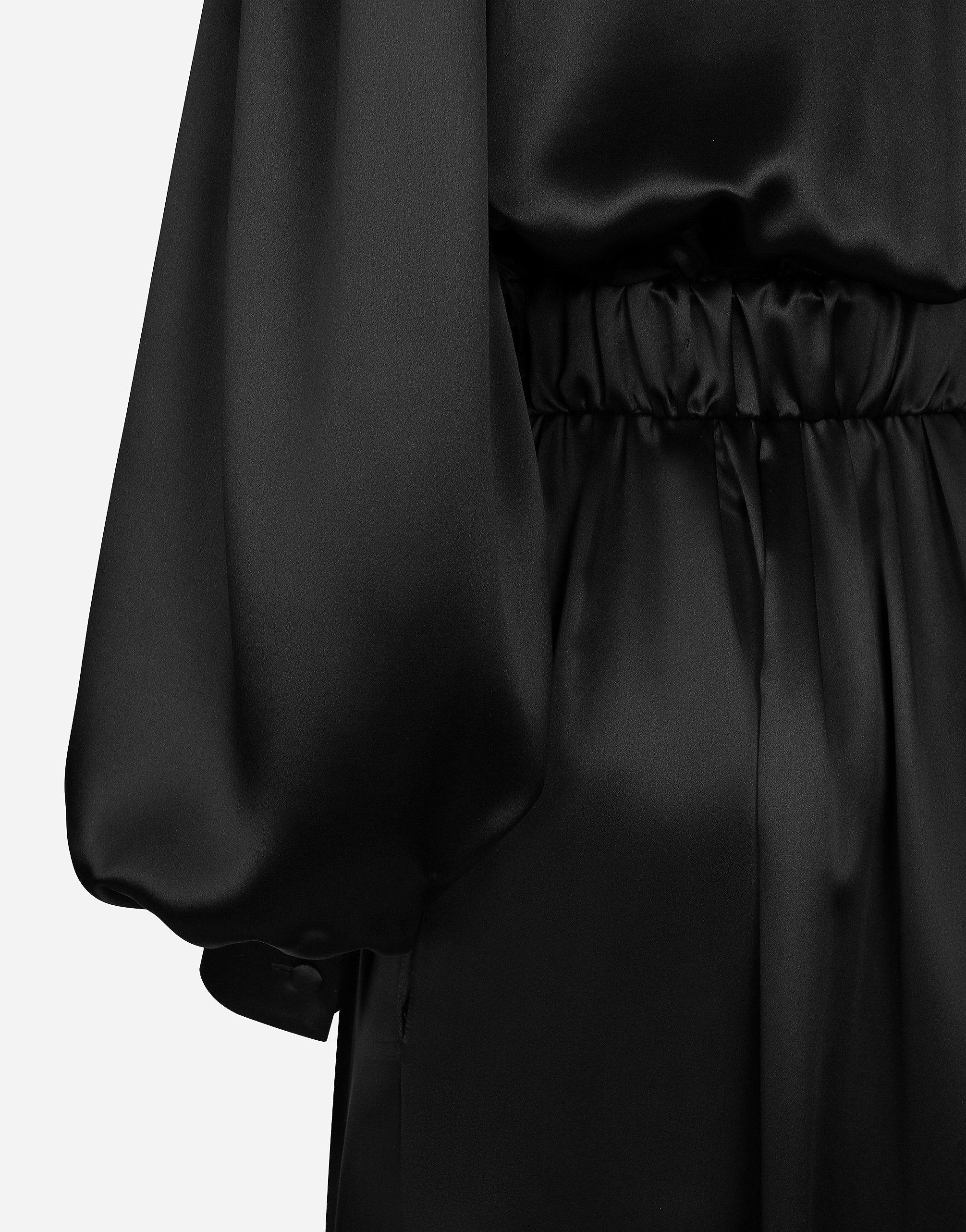 Dolce & Gabbana Silk Satin Long Dress In Black
