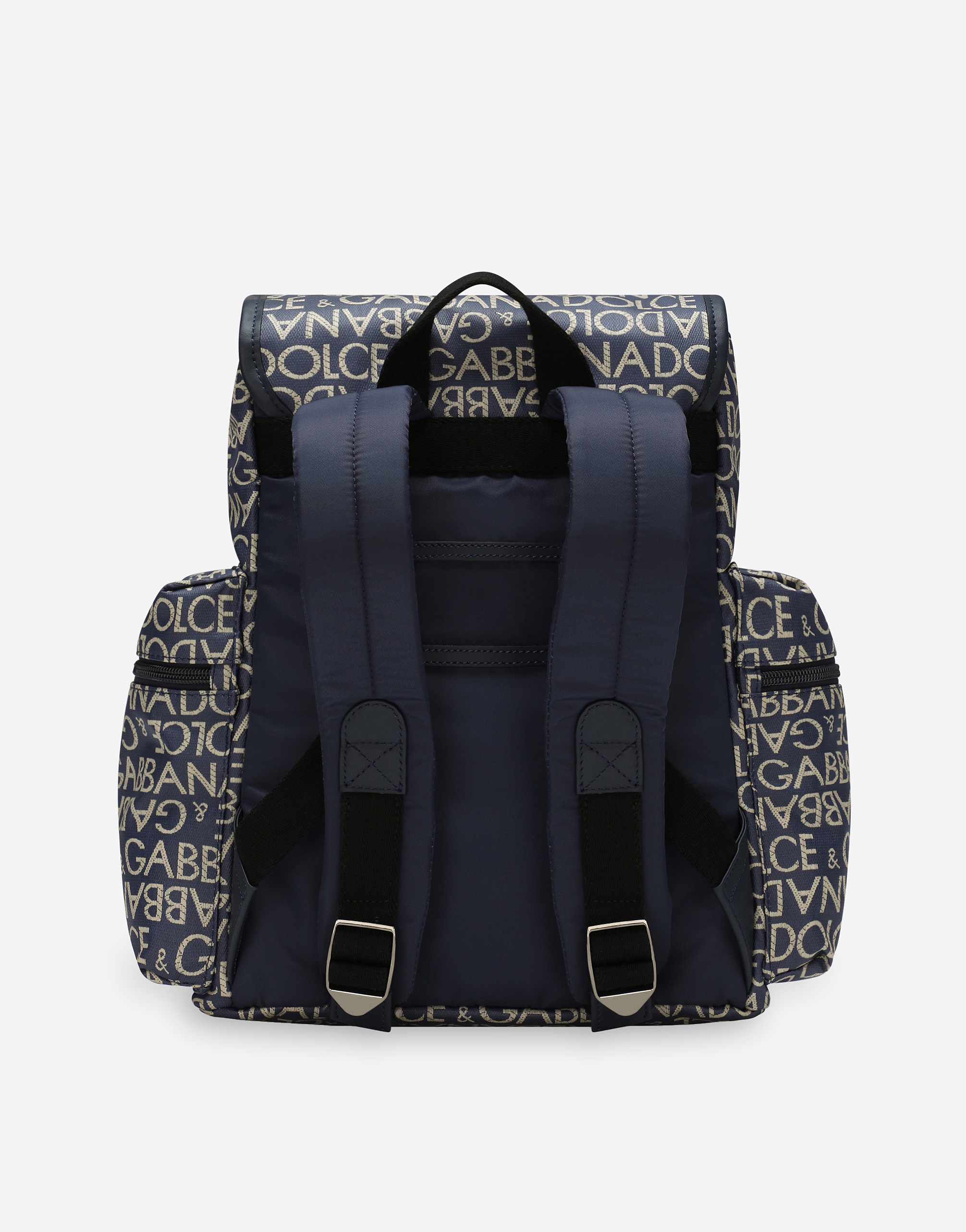 Dolce & Gabbana Coated Jacquard Backpack In Blue