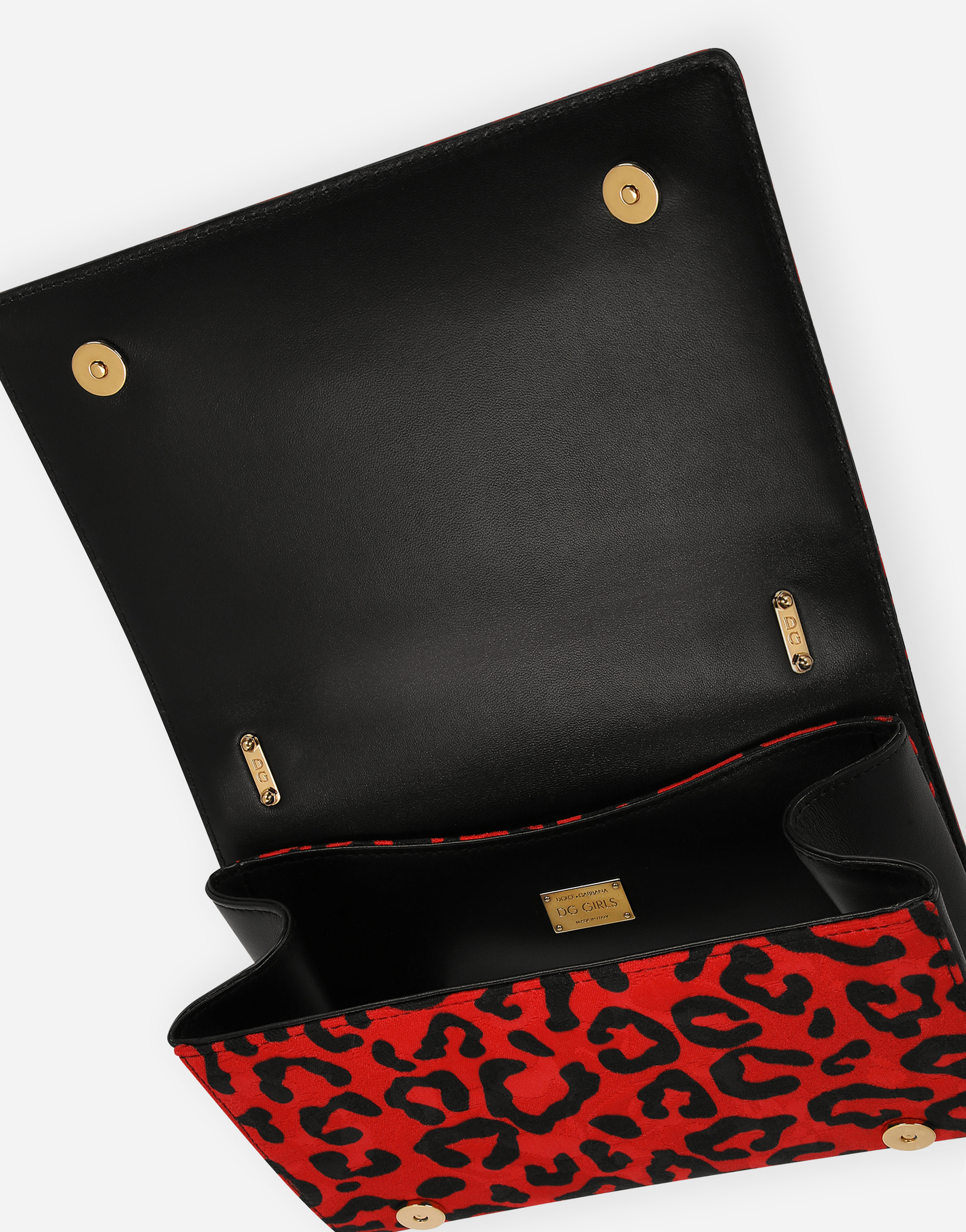DOLCE & GABBANA LEOPARD-PRINT BROCADE DG GIRLS BAG