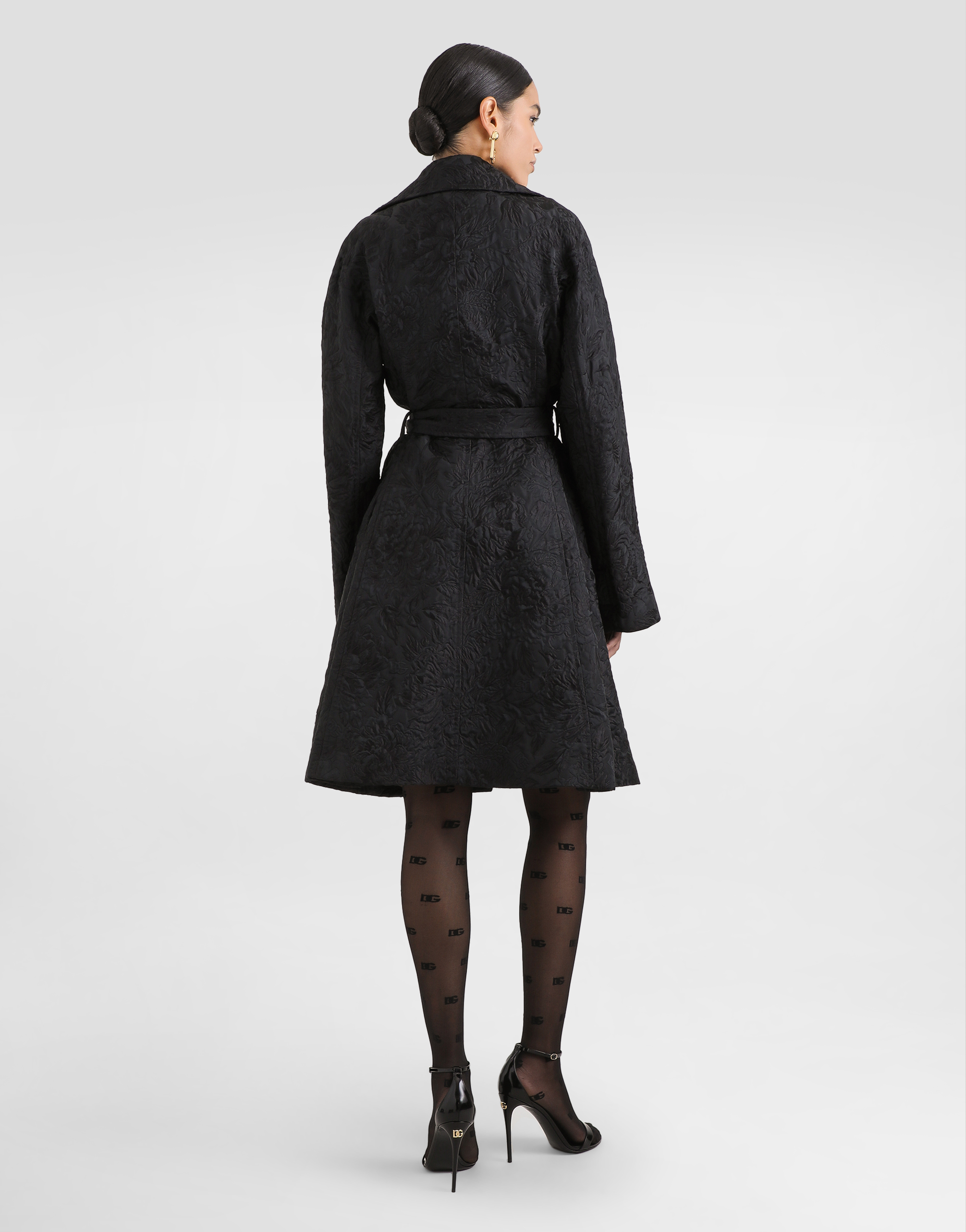 Dolce & Gabbana Peony Brocade Embellished Mini Dress In Black