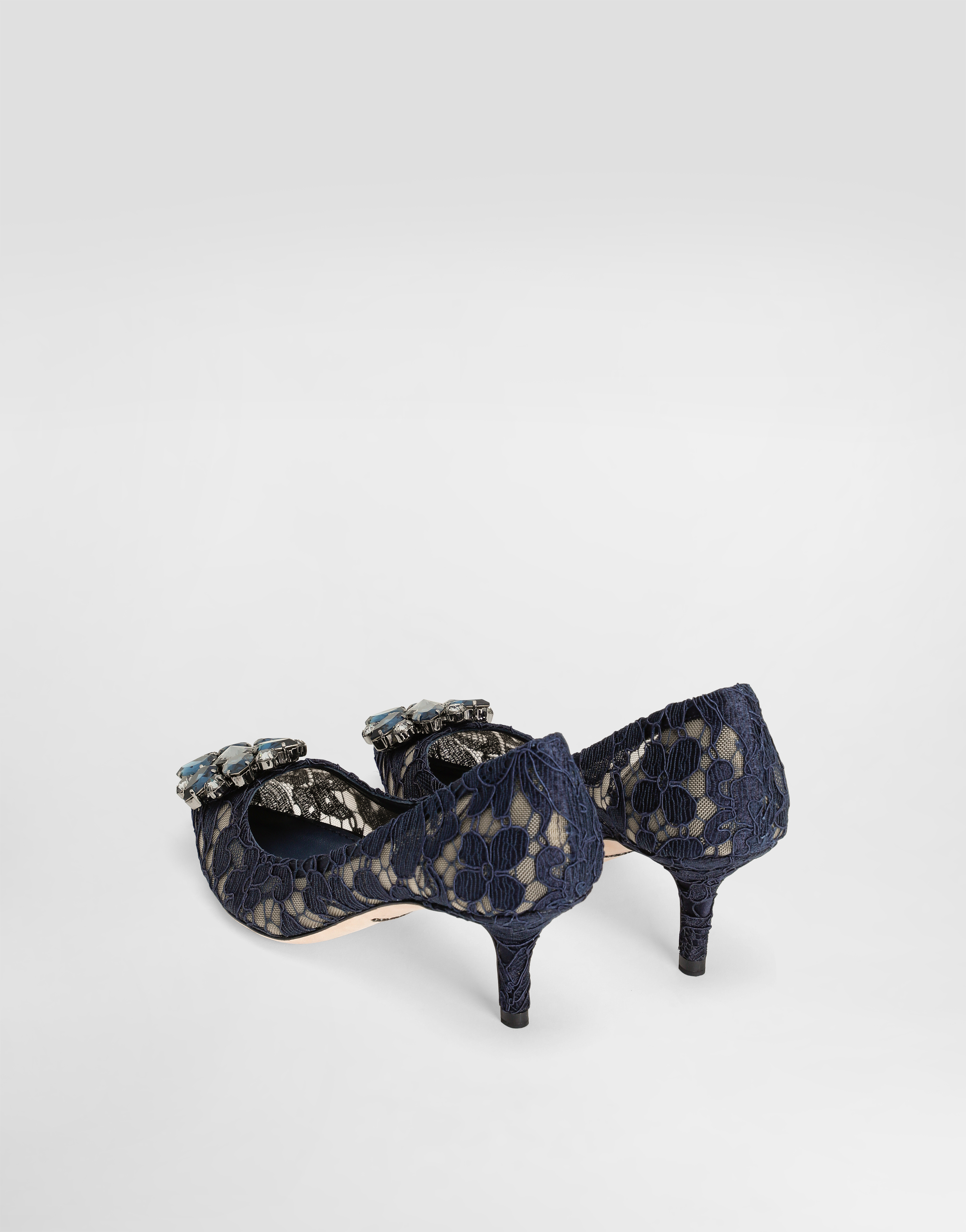  Dolce & Gabbana Lace Rainbow Pumps With Brooch Detailing - Femme Escarpins Et Slingbacks Bleu Nuit Dentelle 36 