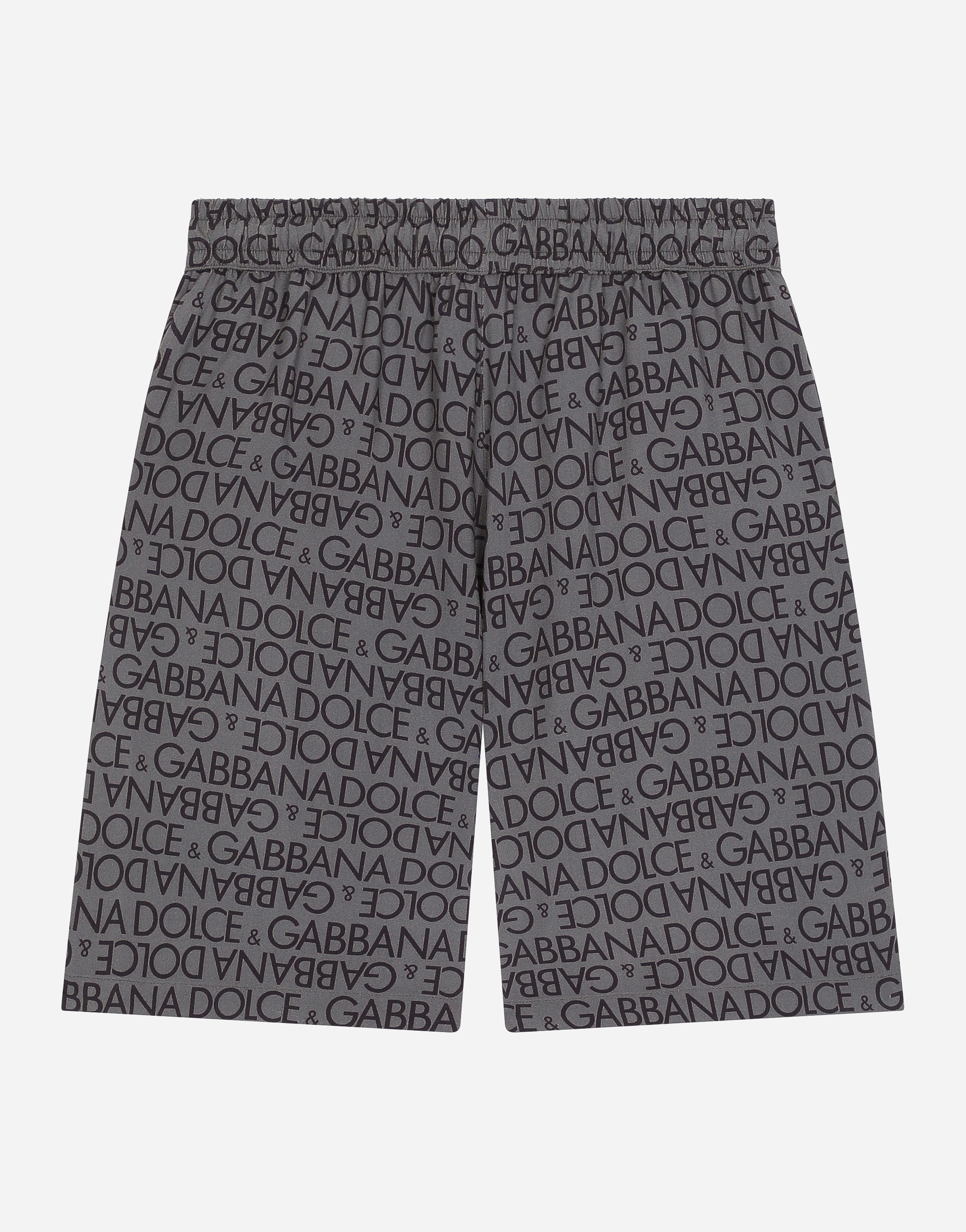 Shop Dolce & Gabbana Viscose Shorts With All-over Logo Print In Grey