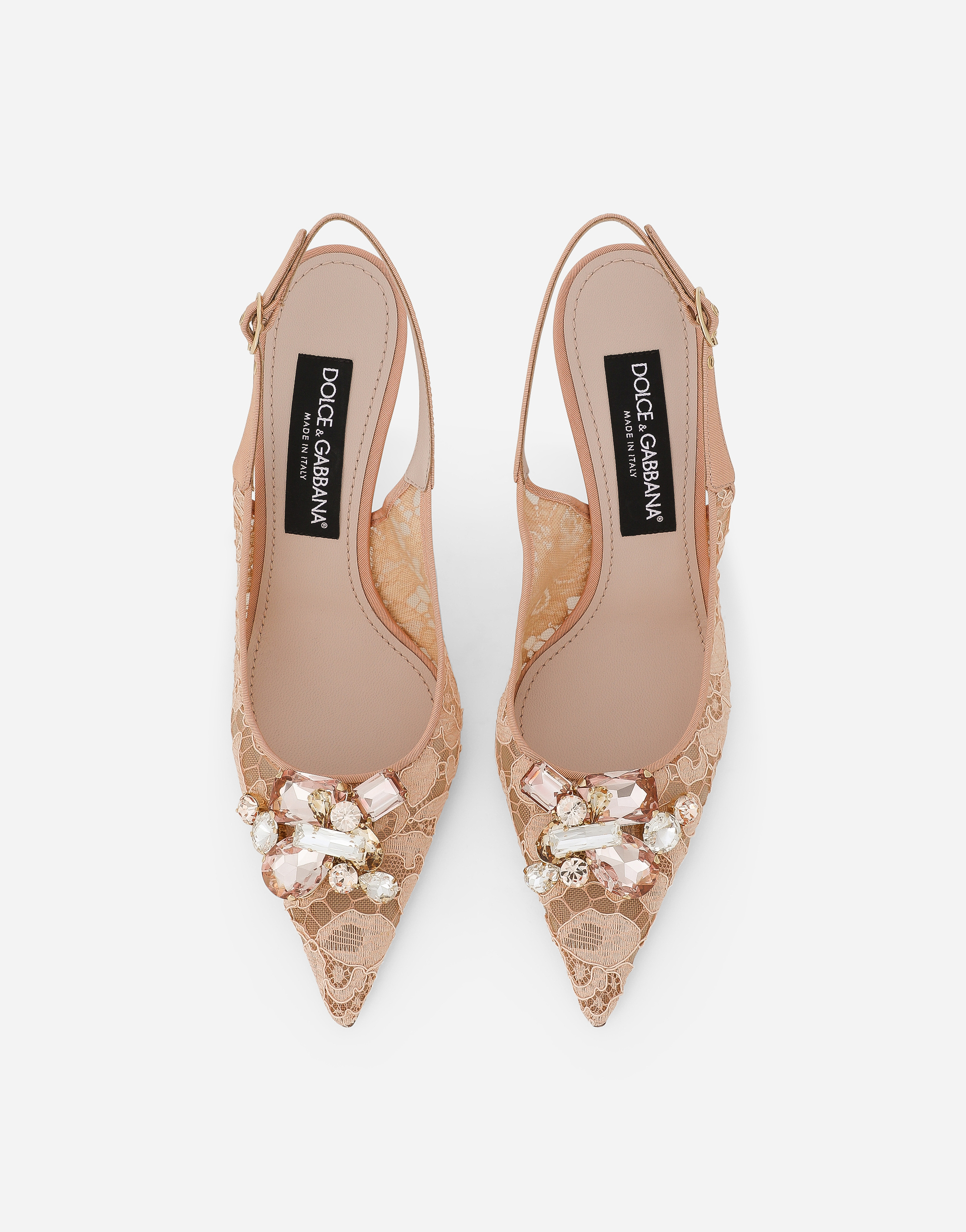 Dolce & Gabbana Slingback Rainbow Lace In Pizzo Lurex In Albicocca