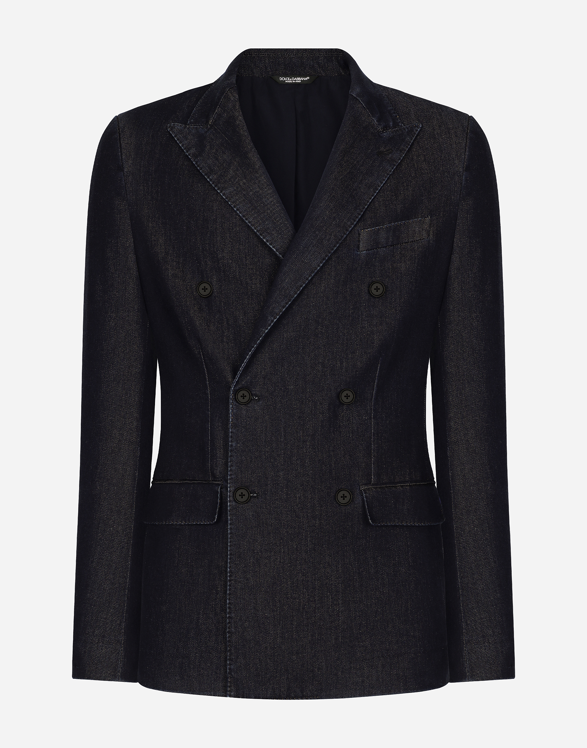 Dolce & Gabbana Double-breasted Taormina-fit Denim Jacket In Multicolor