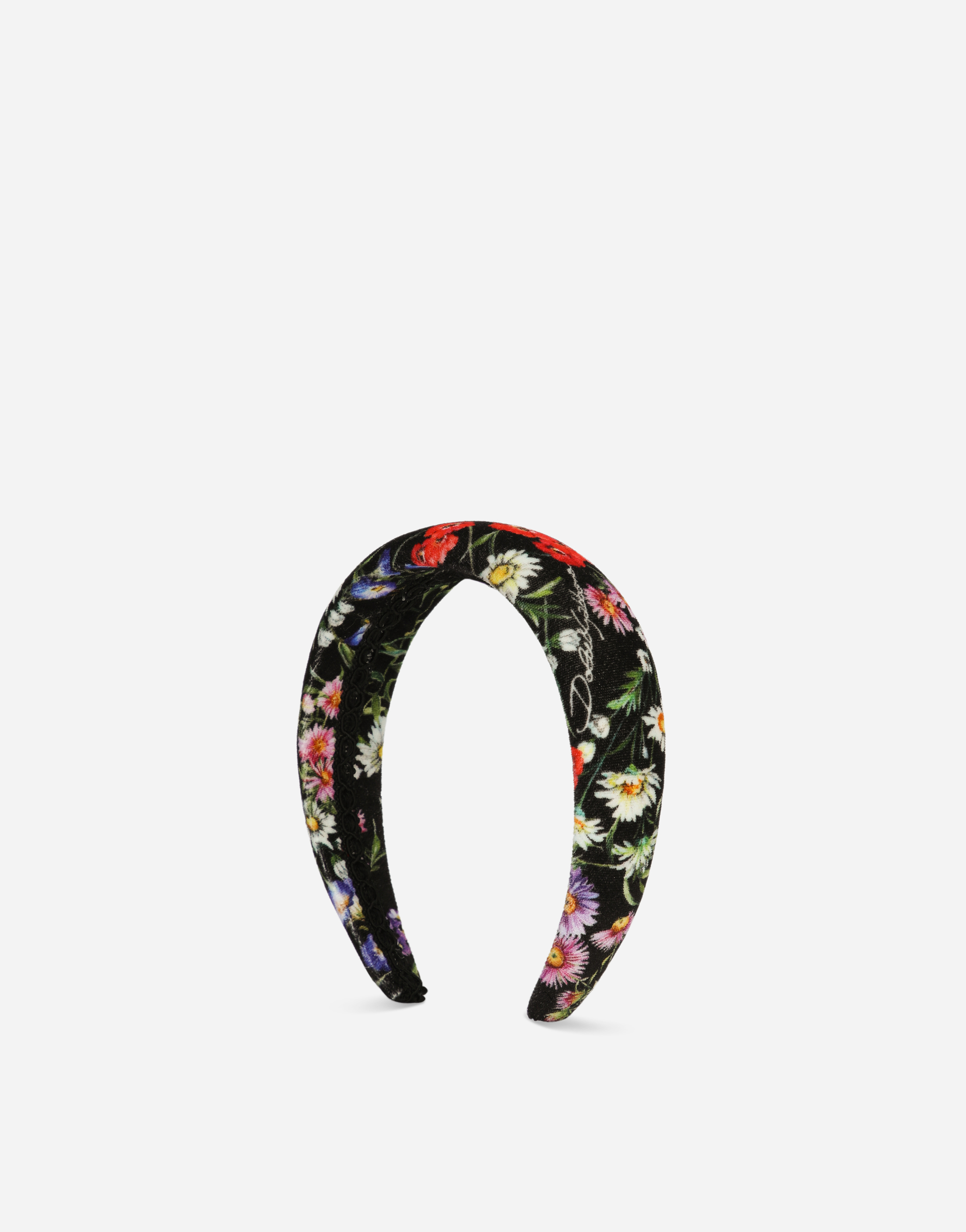 DOLCE & GABBANA VELVET HAIRBAND WITH MEADOW FLOWER PRINT