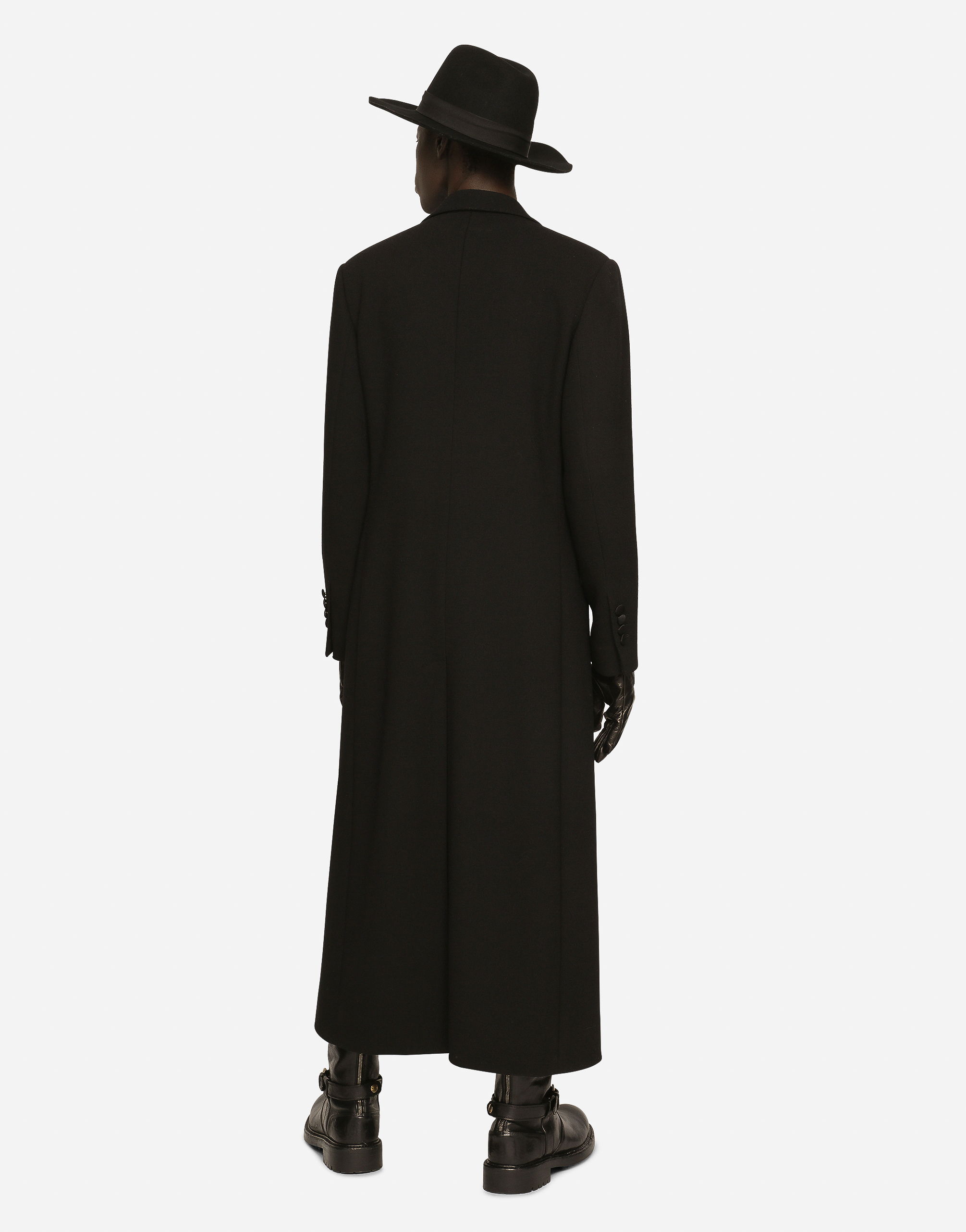 Dolce & Gabbana Double-breasted Stretch Wool Crepe Coat In Black