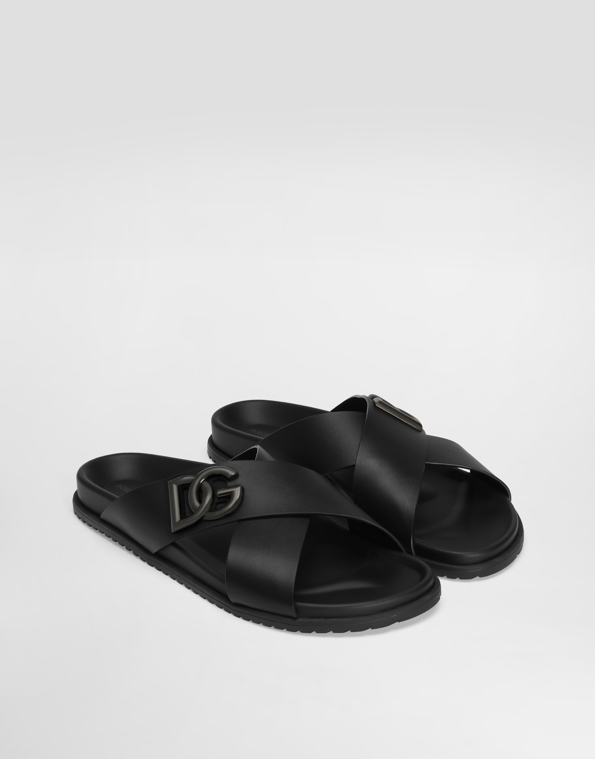 Dolce & Gabbana Men Black Leather Sandals, 9 Luxury Sandals & Floaters For Men Darveys In Black