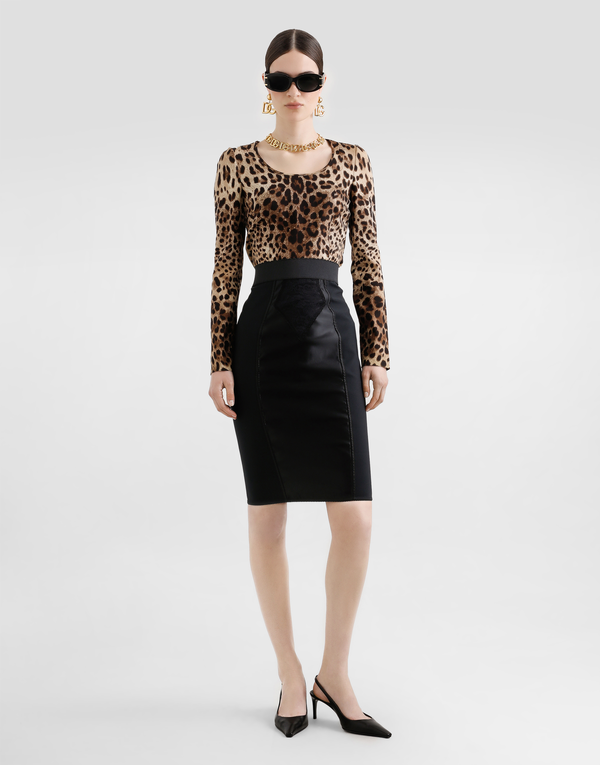 Midi skirt powernet and satin