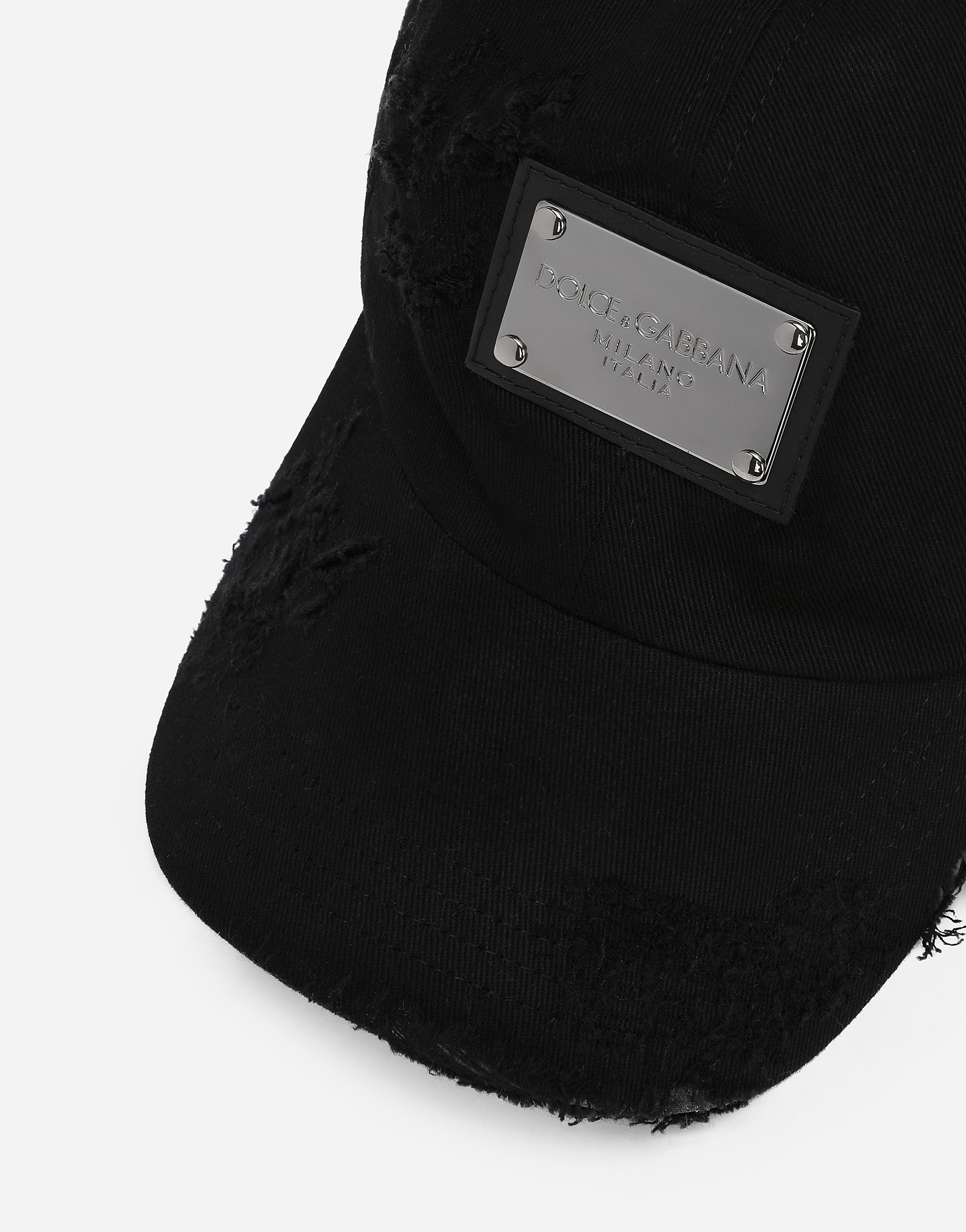 Shop Dolce & Gabbana Cotton Twill Baseball Cap In Black
