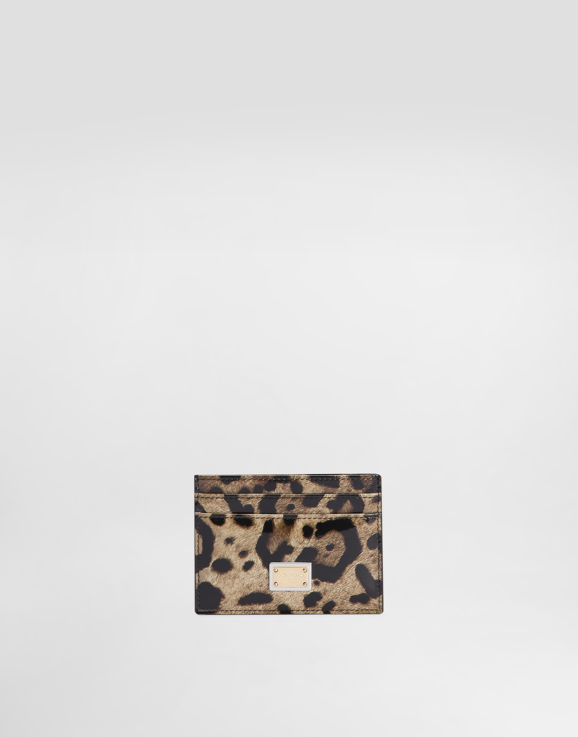 Dolce & Gabbana Polished Calfskin Card Holder With Leopard Print In Animal Print