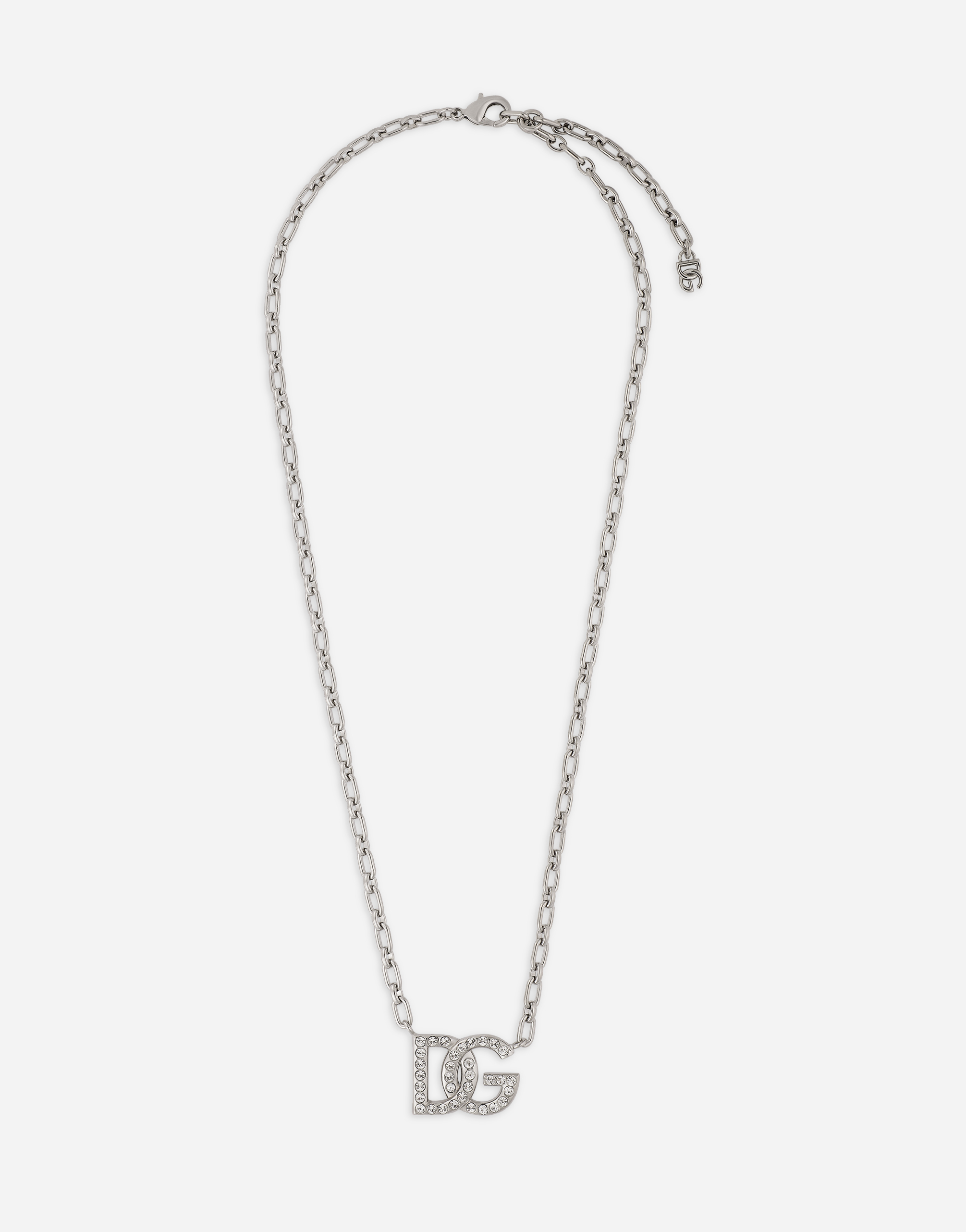 Dolce & Gabbana Chain Necklace With Dg Logo In Silver