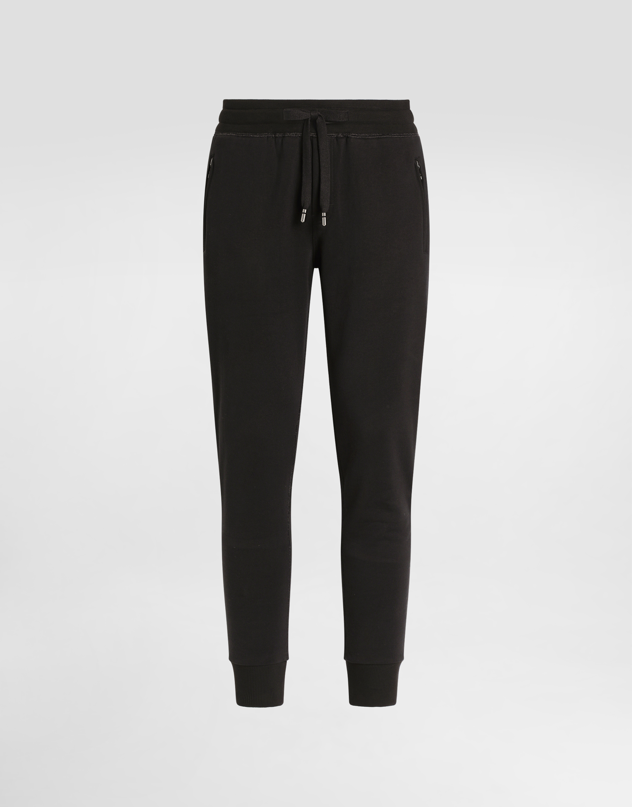 Dolce & Gabbana Jersey Jogging Pants With Branded Tag - Man Pants And Shorts Black Cotton