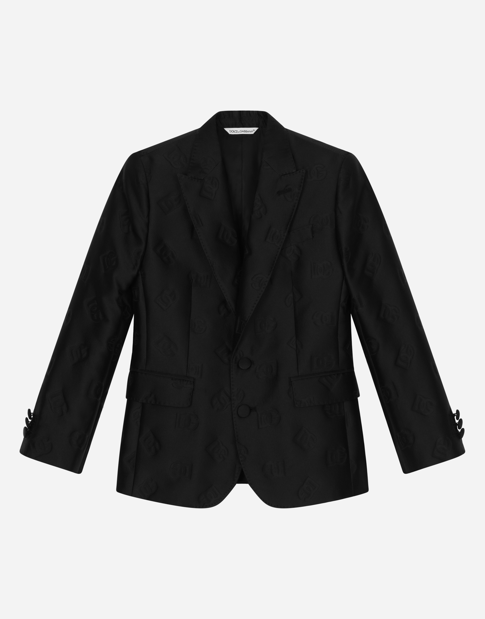 Dolce & Gabbana Classic Silk Jacquard Two-button Sicilia-fit Jacket - Man Suits Black Fabric 3 Years