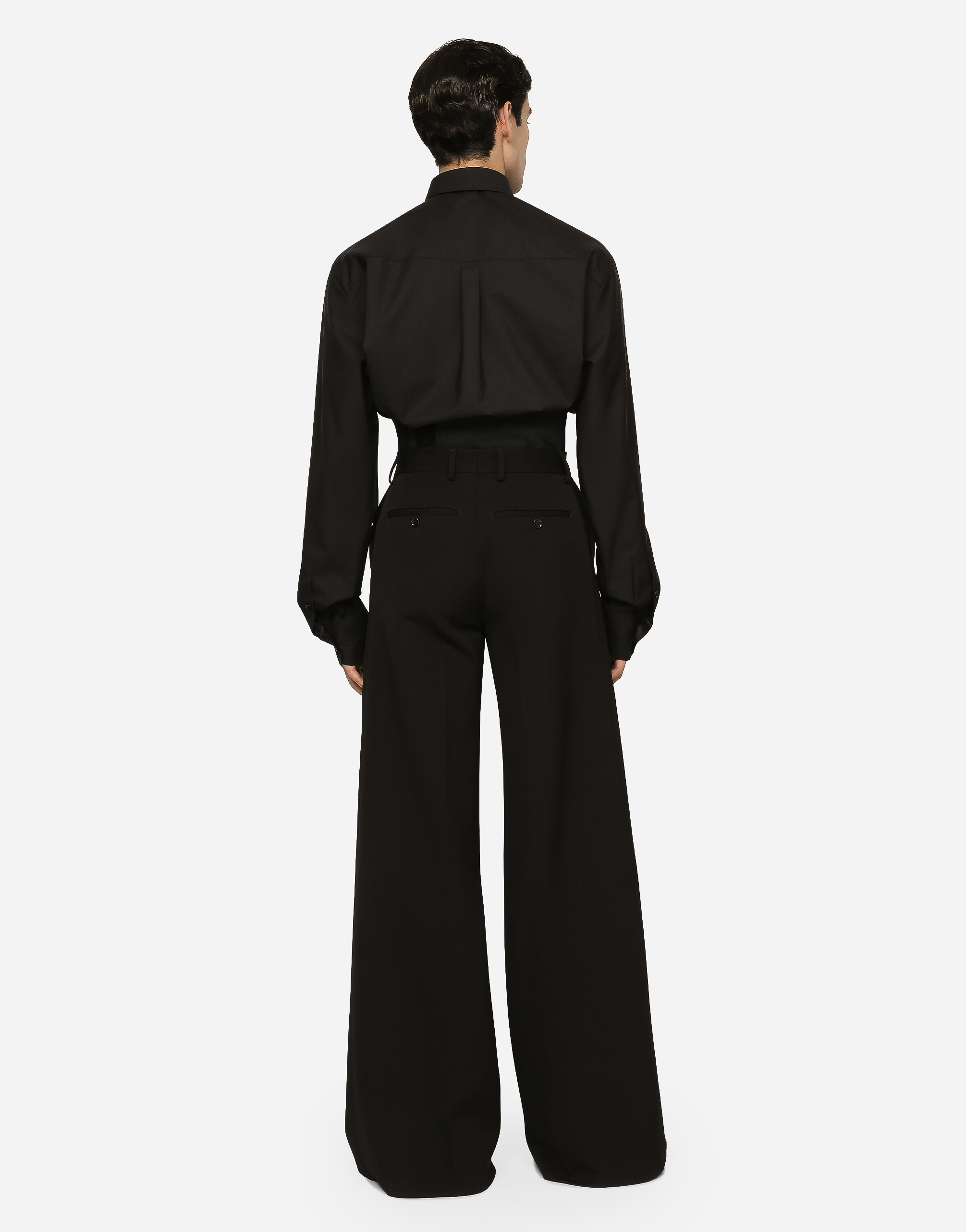 DOLCE & GABBANA SILK AND WOOL SHIRT WITH LOGO TAG