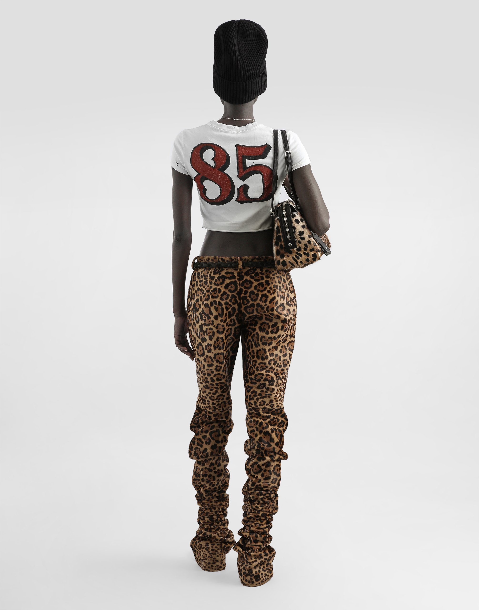 Dolce & Gabbana Graphic Print Cropped Top With Short Sleeves In White