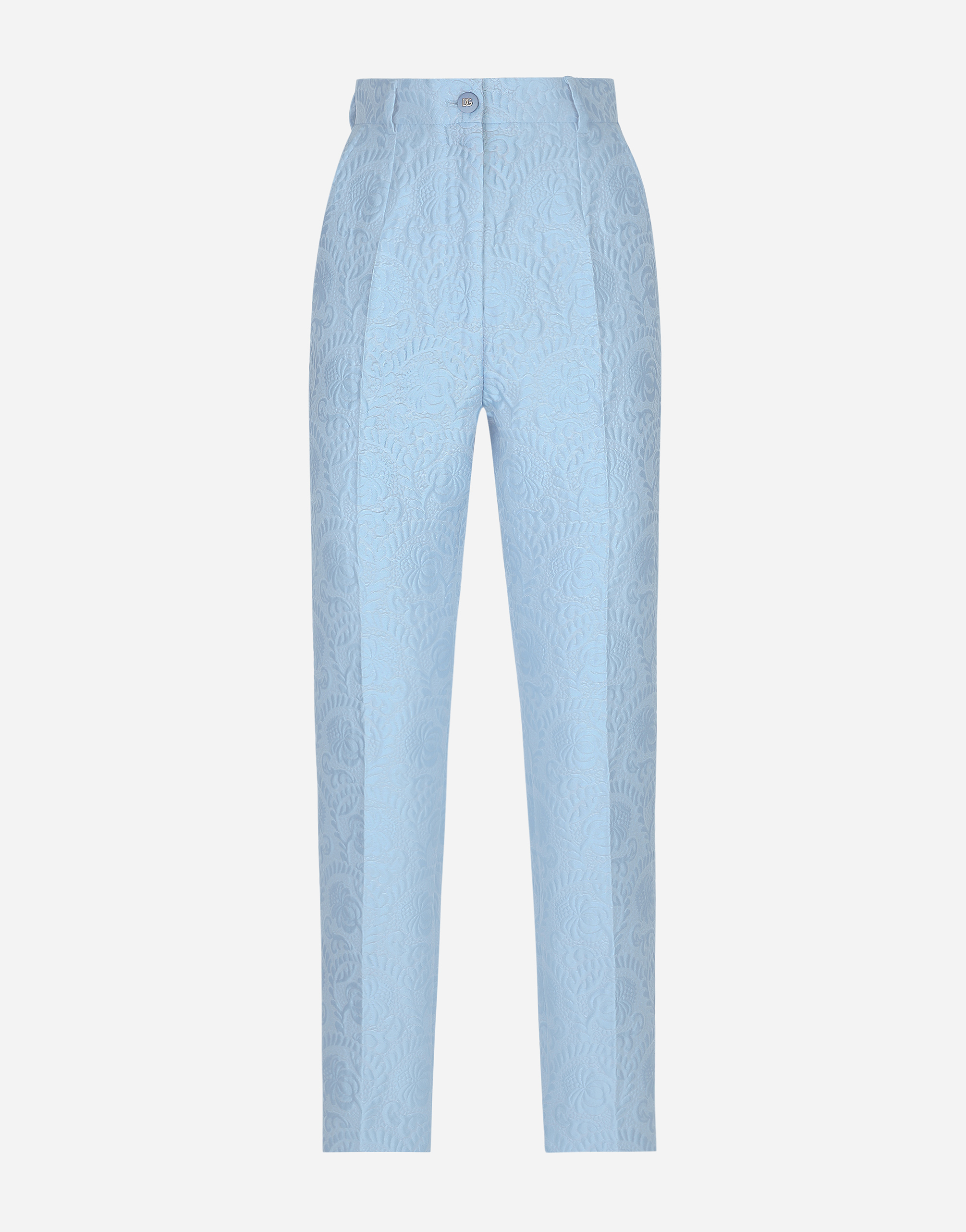 Dolce & Gabbana Tailored Floral Quilted Jacquard Pants In Purple