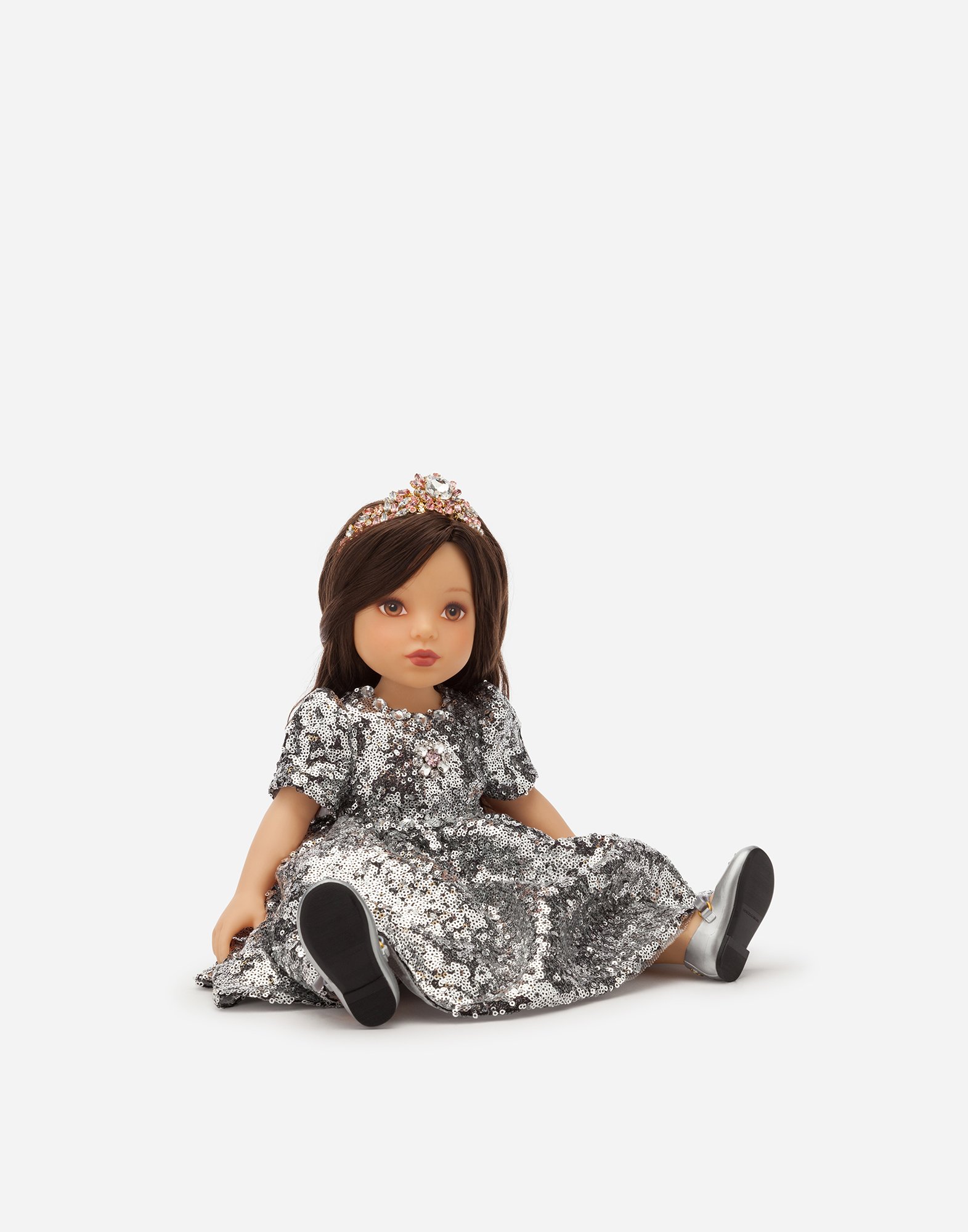 Shop Dolce & Gabbana Doll With Sequined Dress In Multi-colored