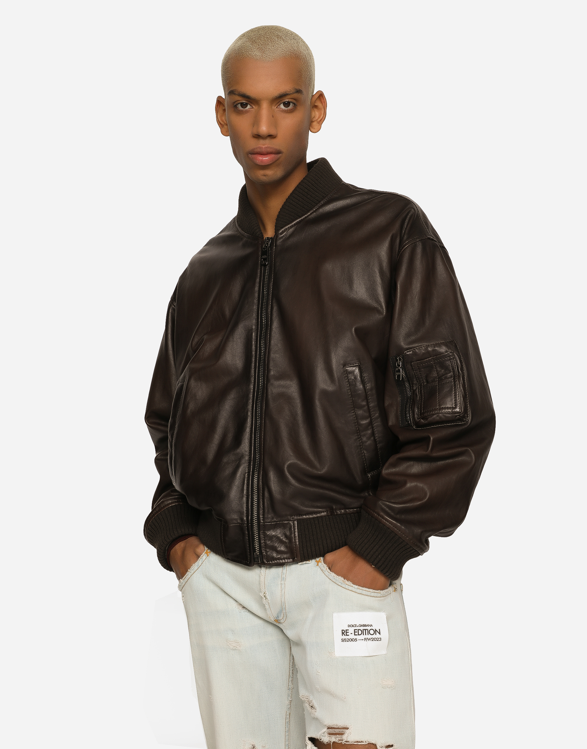 DOLCE & GABBANA PADDED LEATHER JACKET