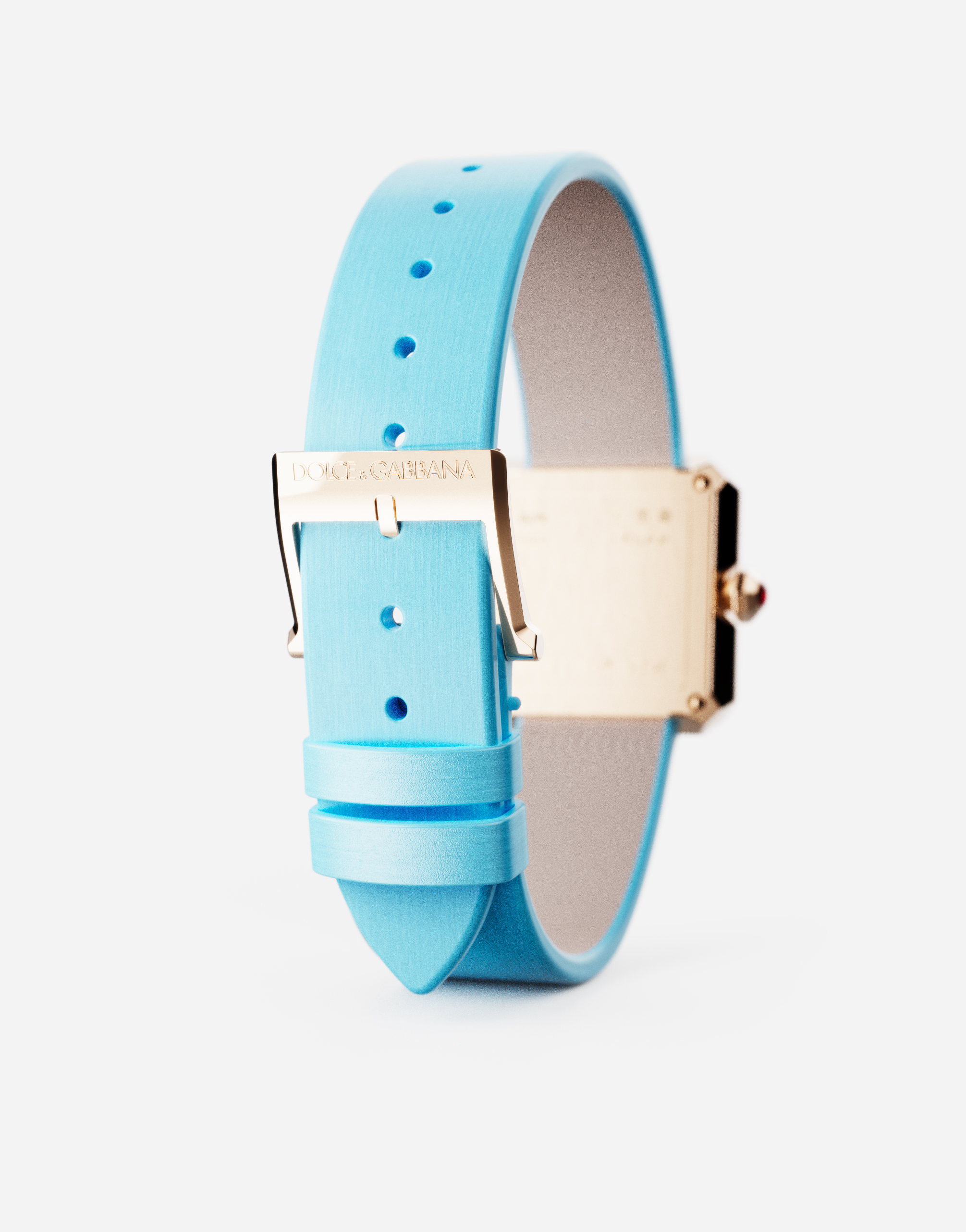 Dolce & Gabbana Gold Watch With Silk Strap Light Blue Female Onesize In Light Blue