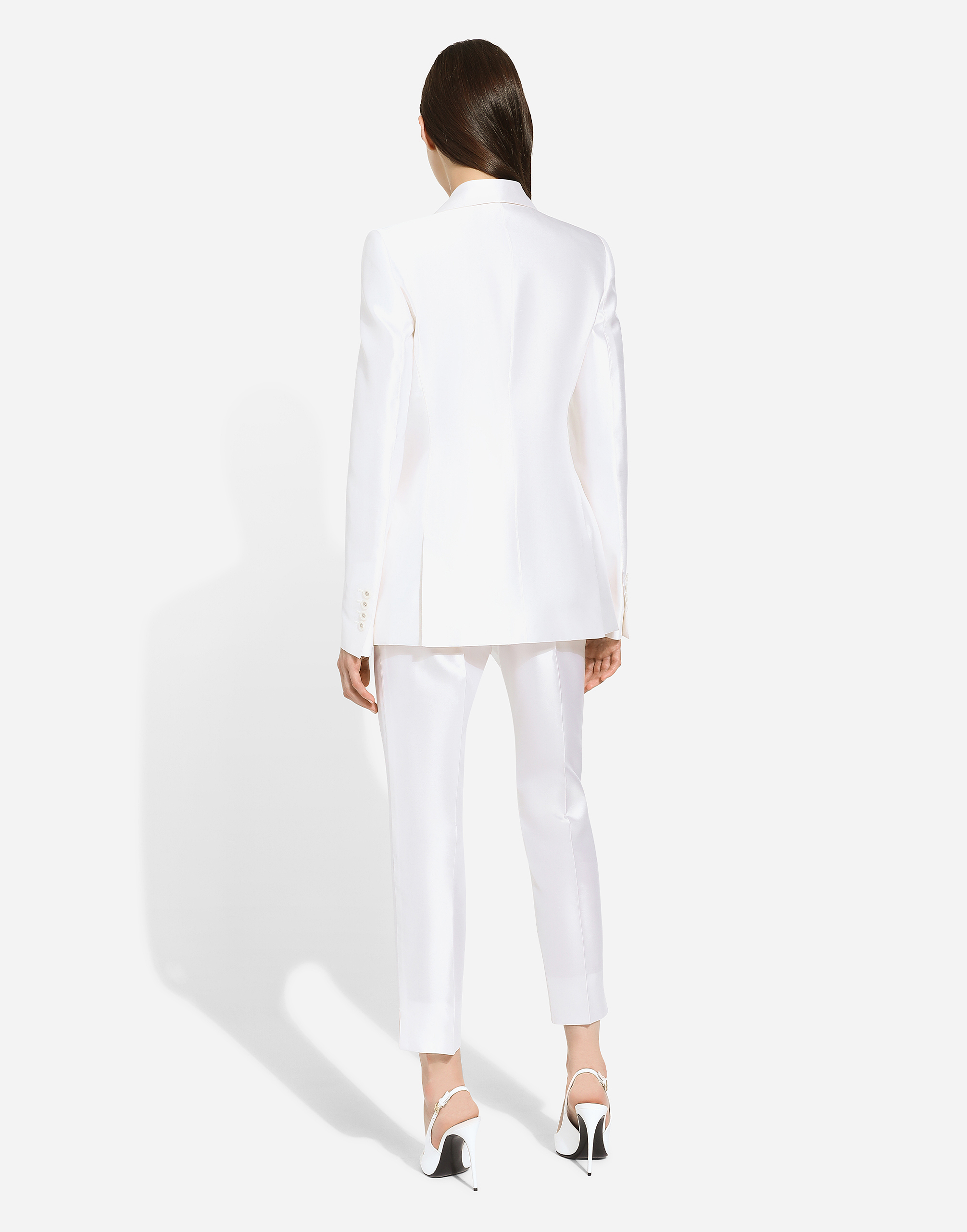 Shop Dolce & Gabbana Tailored Mikado Silk Pants In White