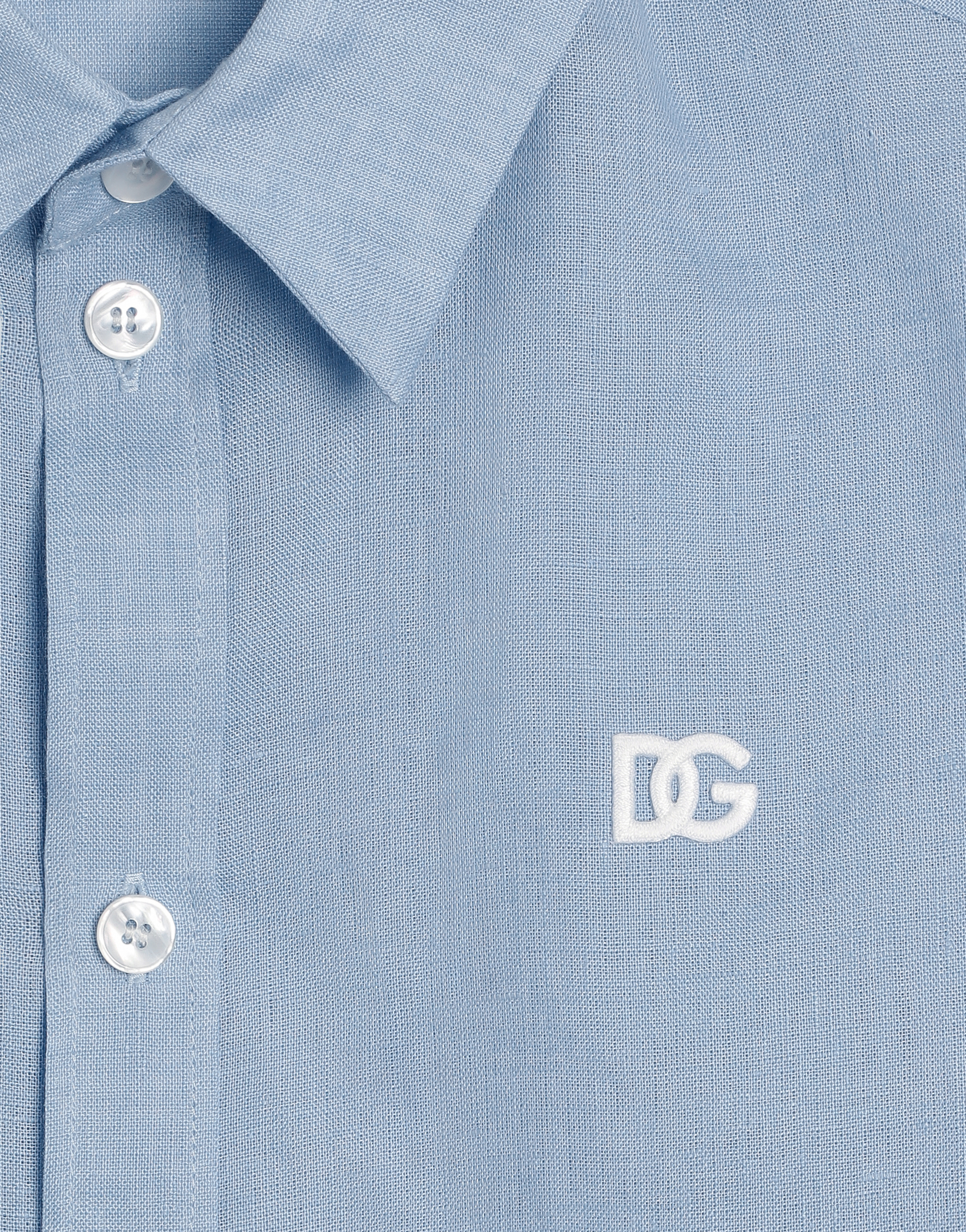Short-sleeved linen canvas shirt