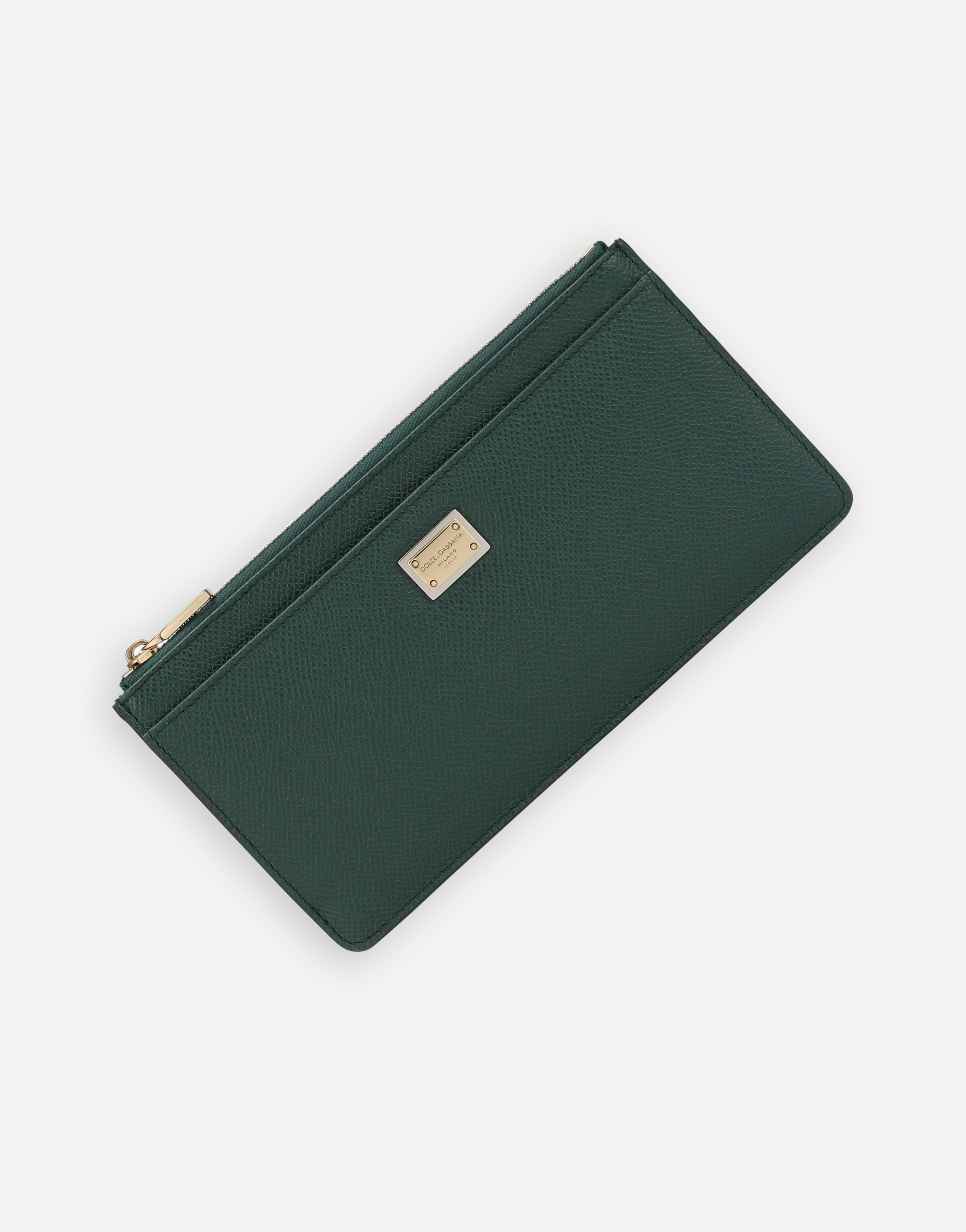 Dolce & Gabbana Bottle Green Leather Dauphine Card Holder In Green