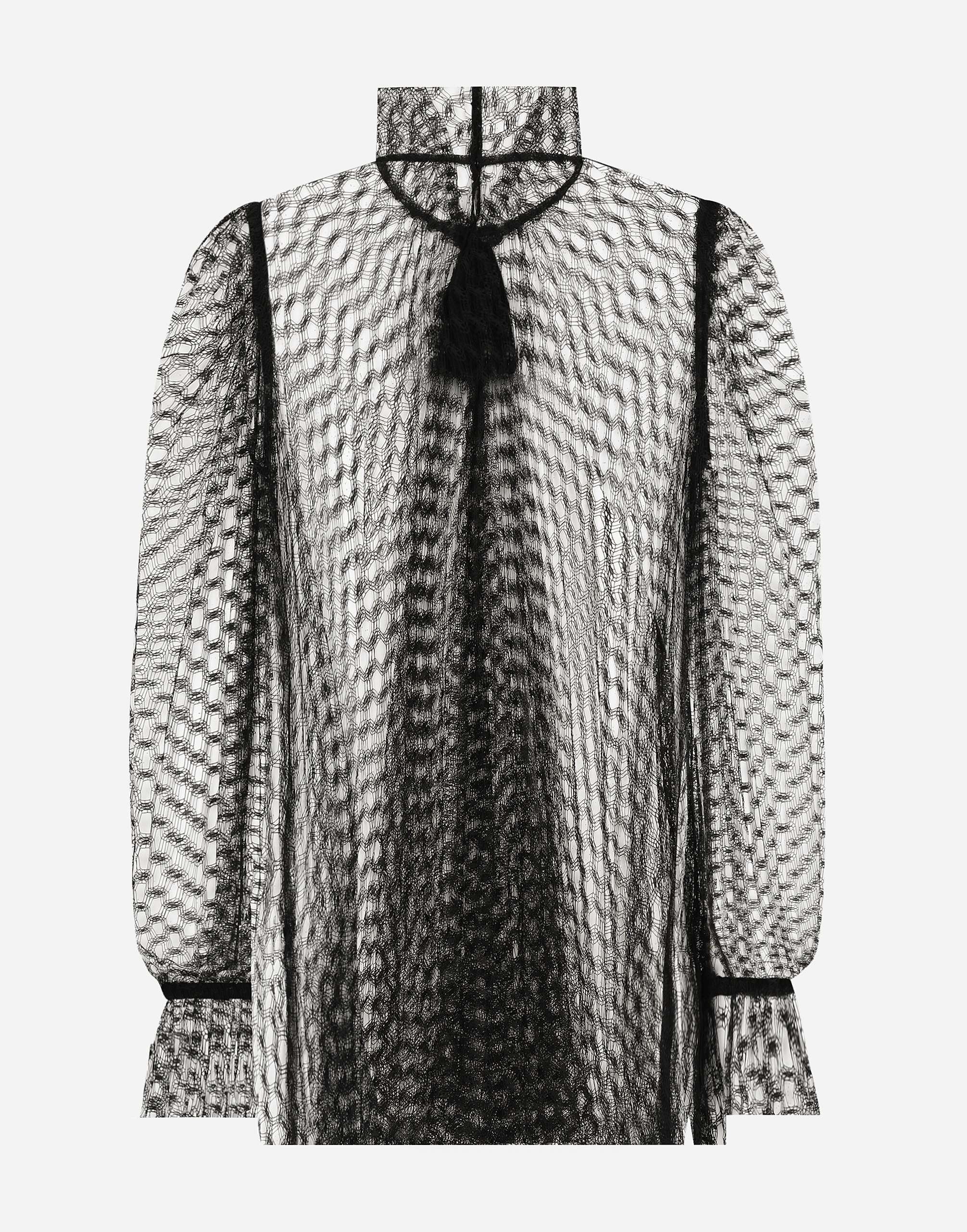 Mesh pussy-bow blouse