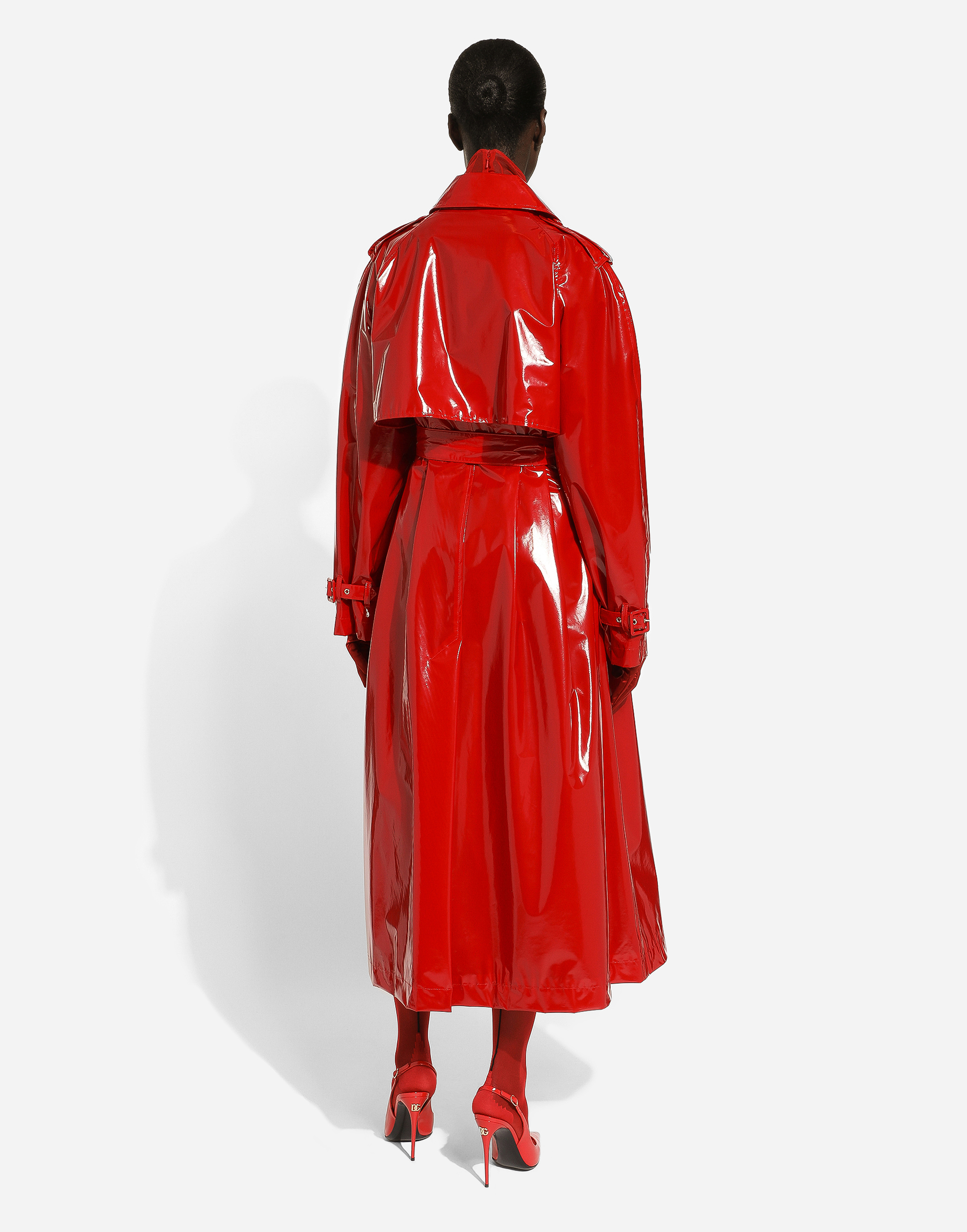 Shop Dolce & Gabbana Patent Leather Trench Coat In Red