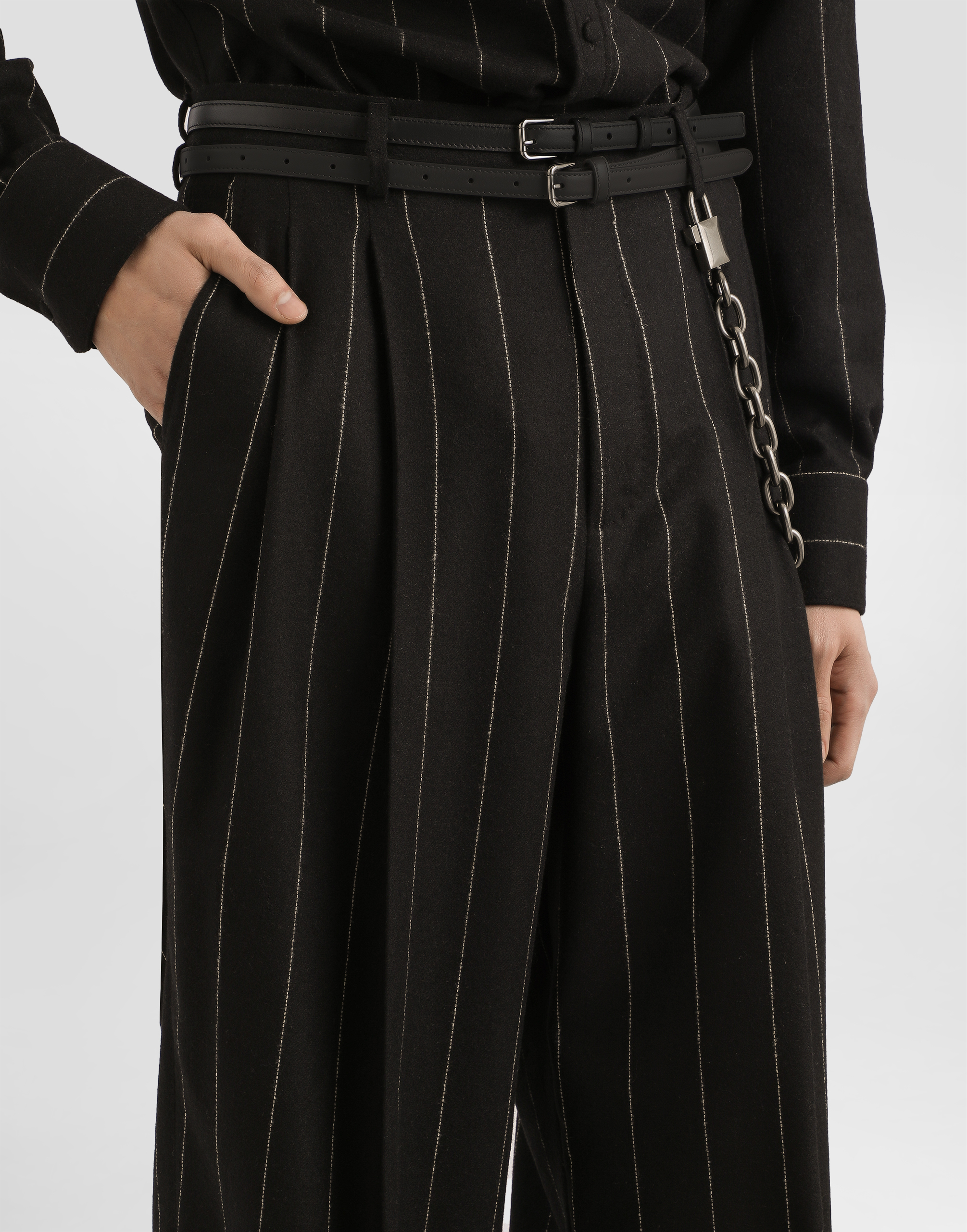 Pinstriped flannel trousers