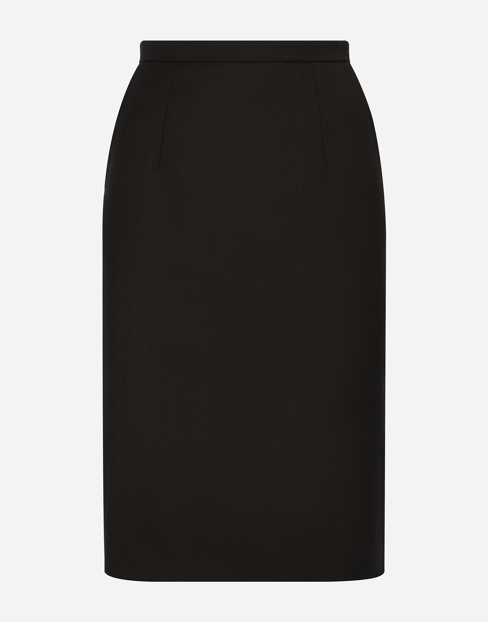 Dolce & Gabbana Wool Crepe Midi Pencil Skirt In Black