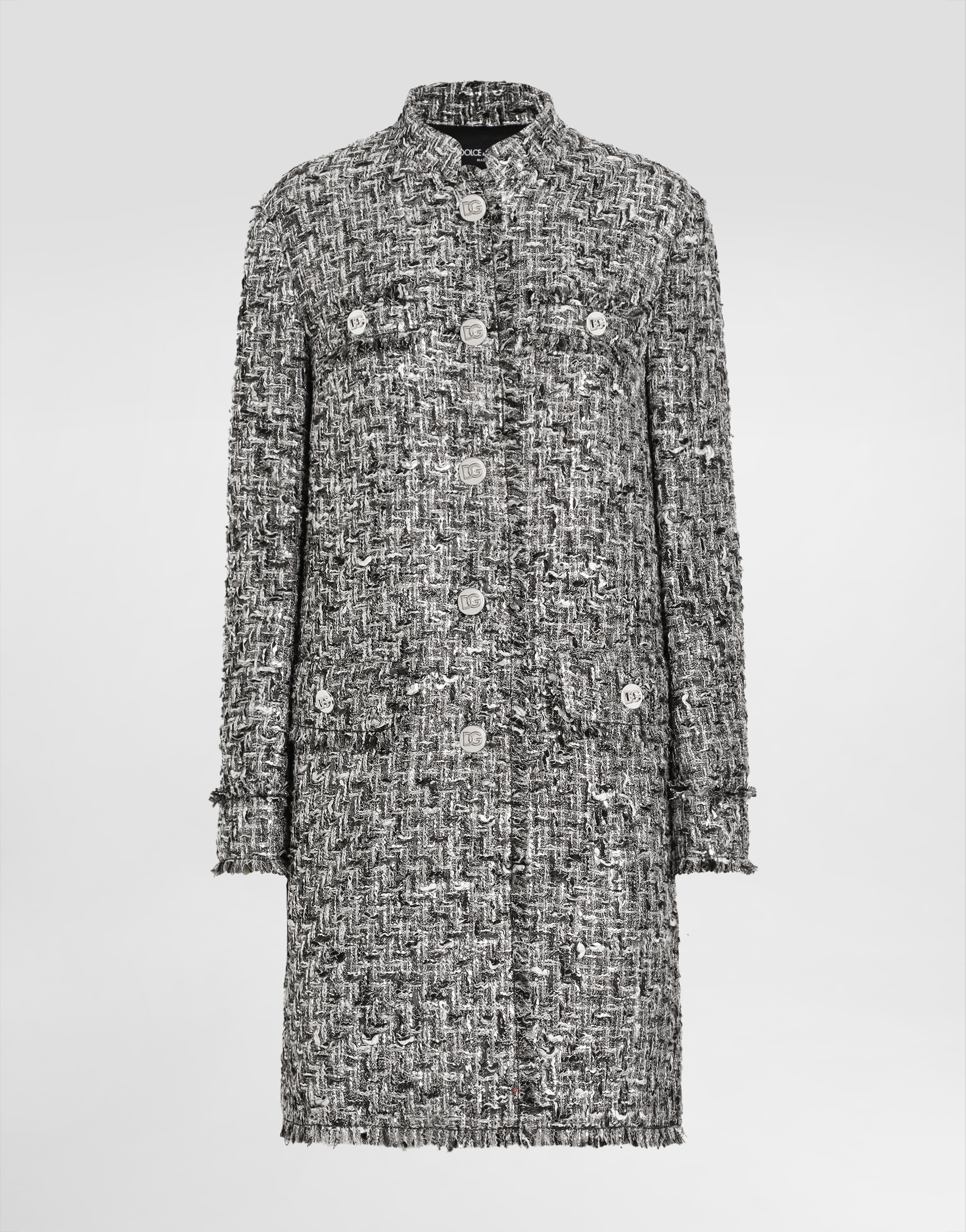 Dolce & Gabbana Single-breasted Raschel Tweed Coat - Woman Coats And Jackets Multicolor