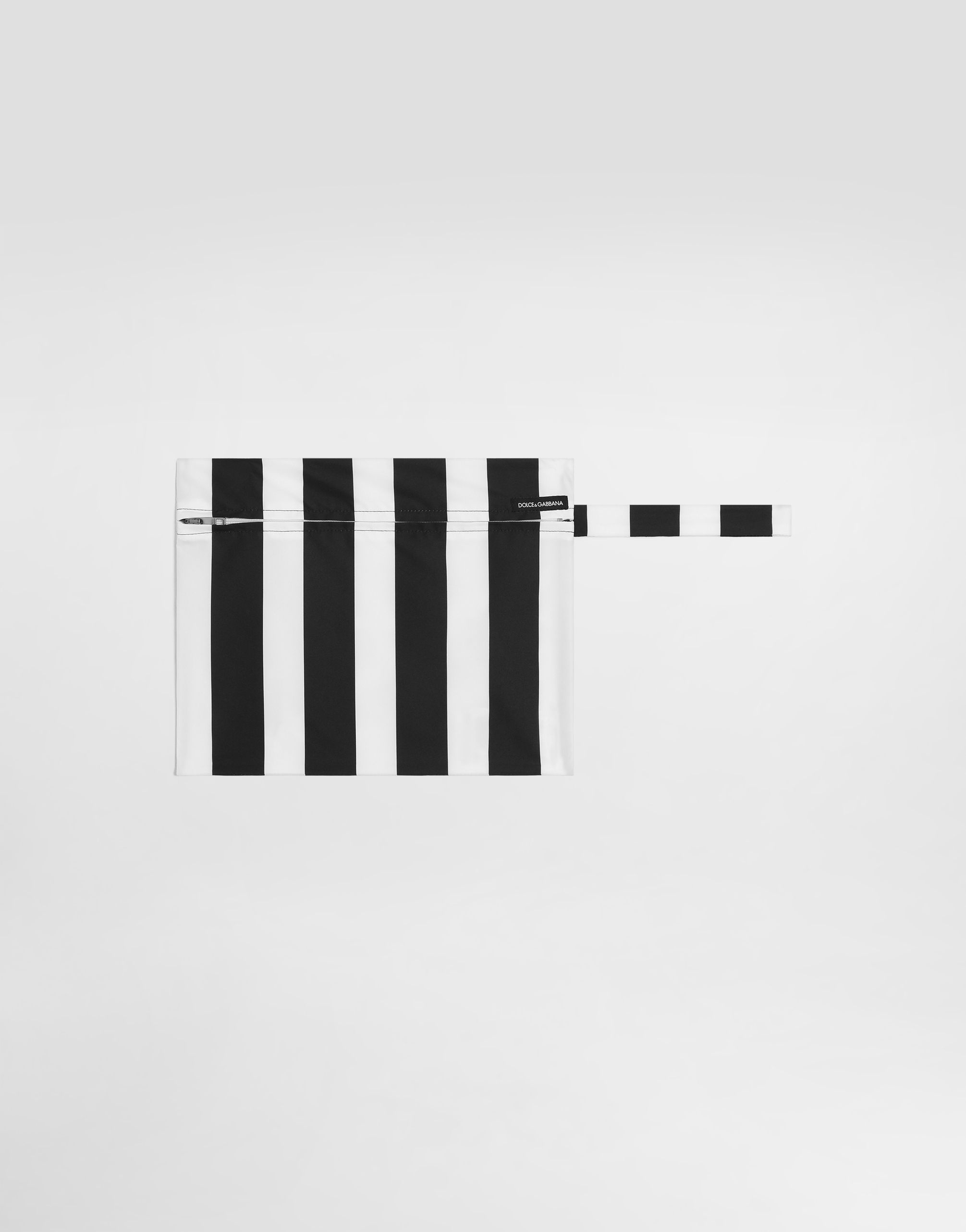 Mid-length swim trunks with striped print