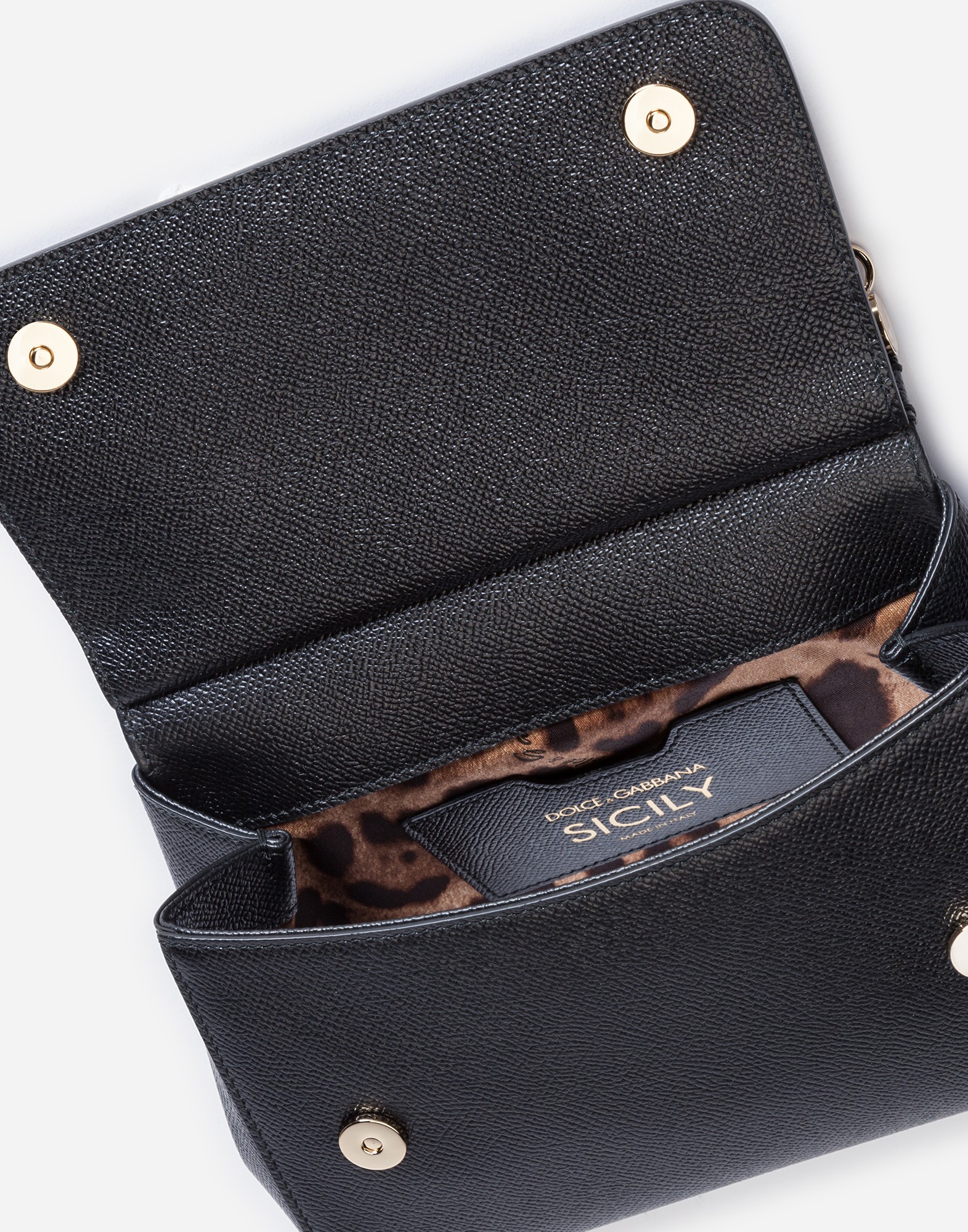 Dolce & Gabbana Sicily Small Leather Shoulder Bag Black