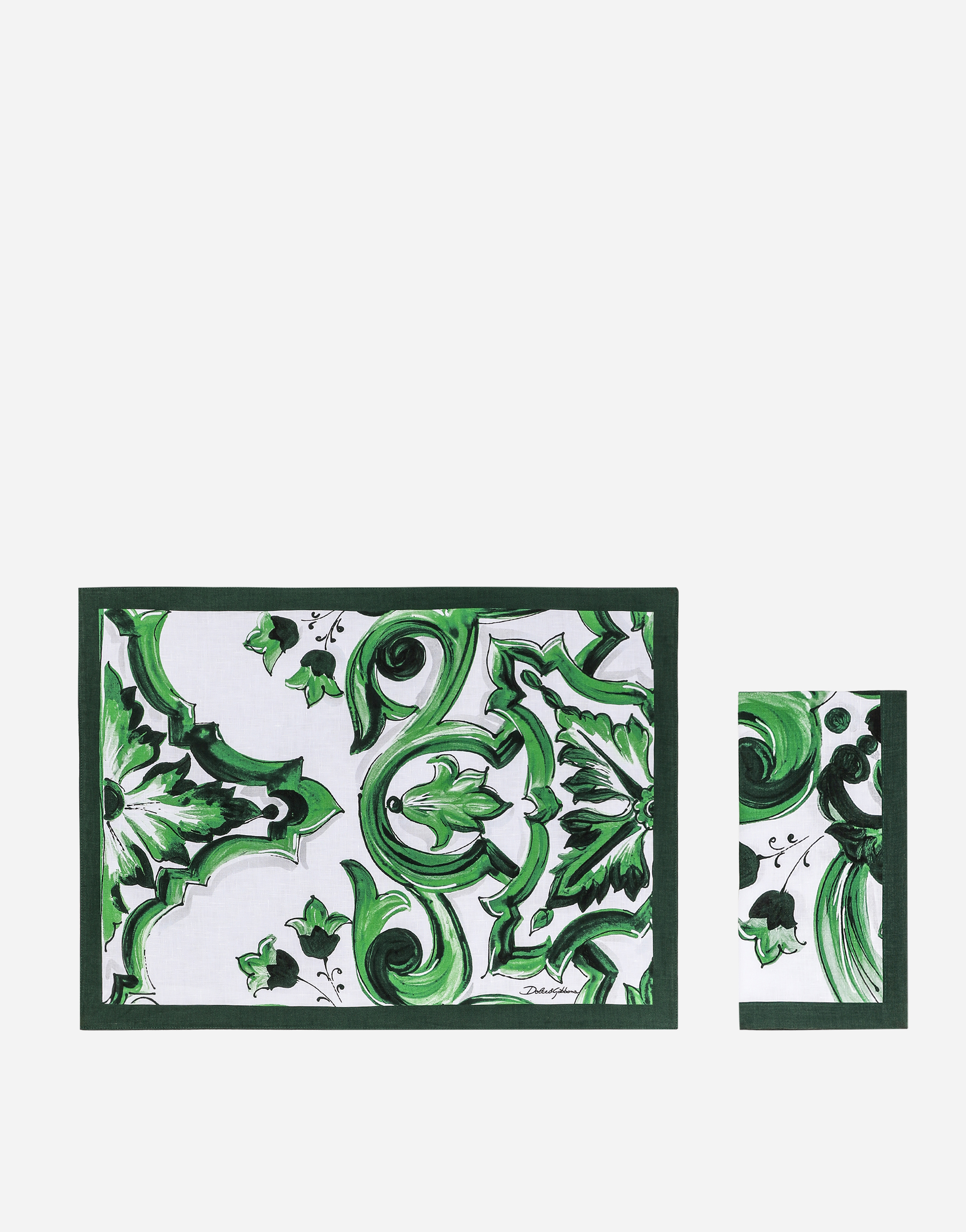 Dolce & Gabbana Set Linen Placemat And Napkin In Multicolor