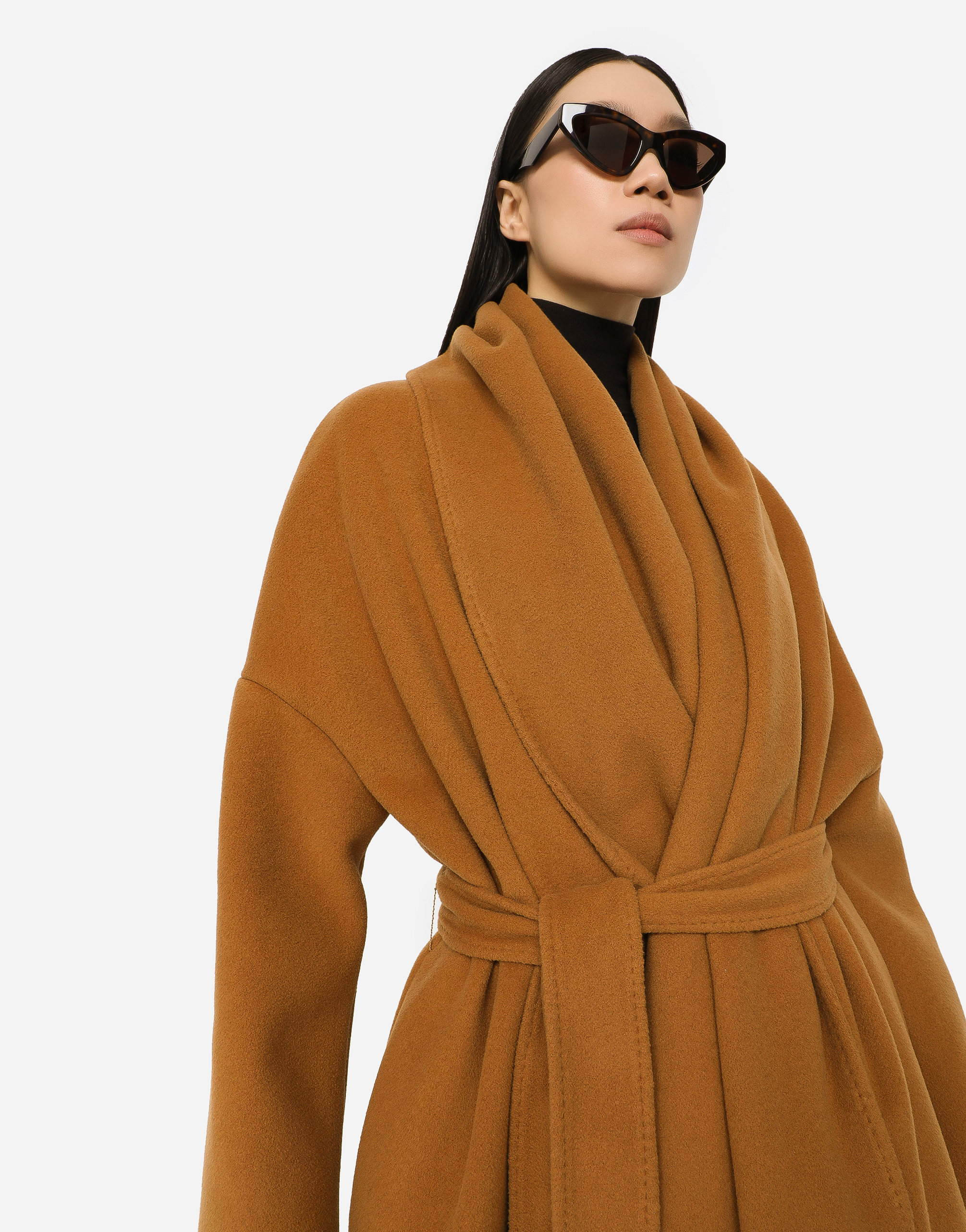 DOLCE & GABBANA BELTED OVERSIZE CASHMERE WOOL COAT