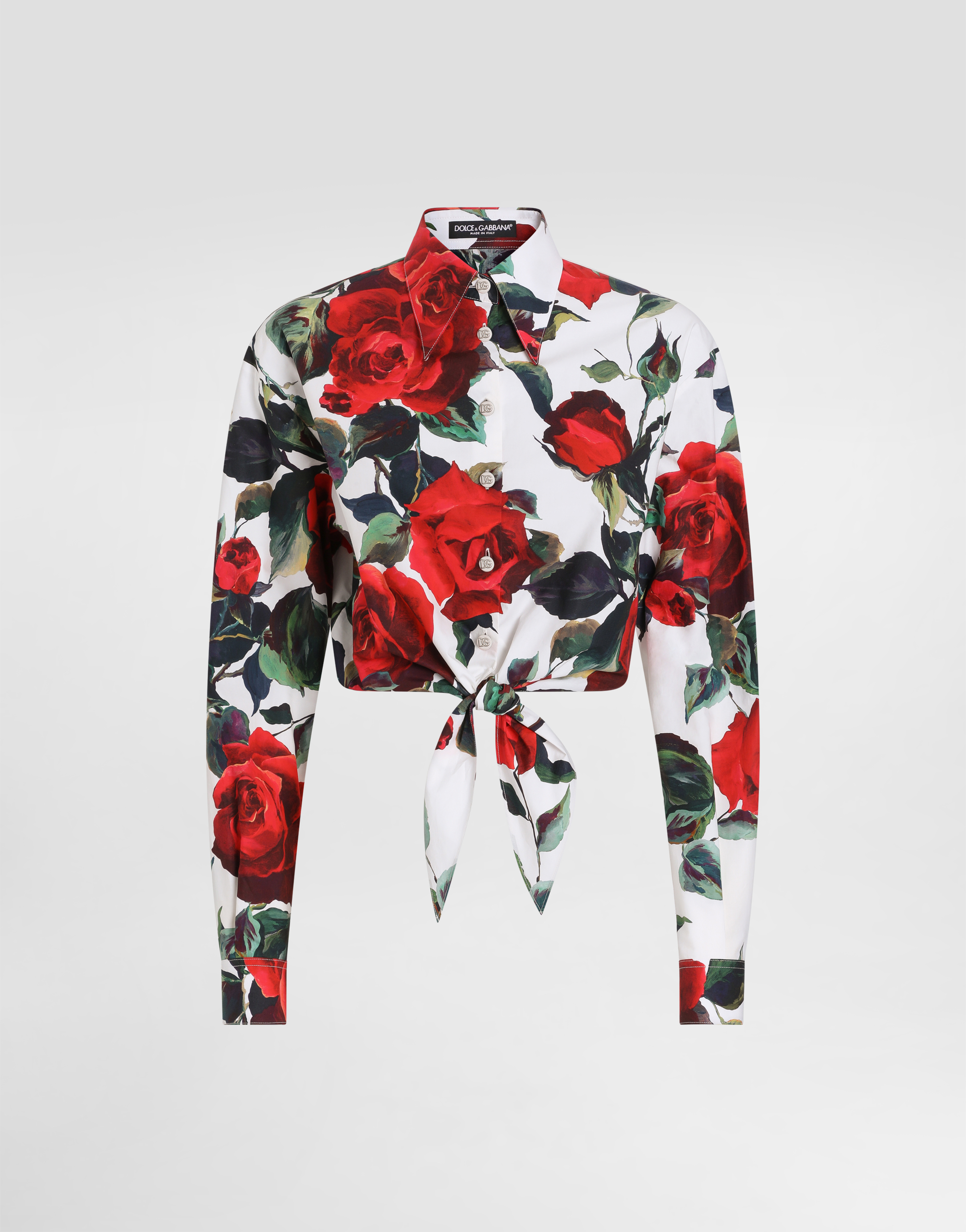 Dolce & Gabbana Printed Poplin Cropped Shirt In Print