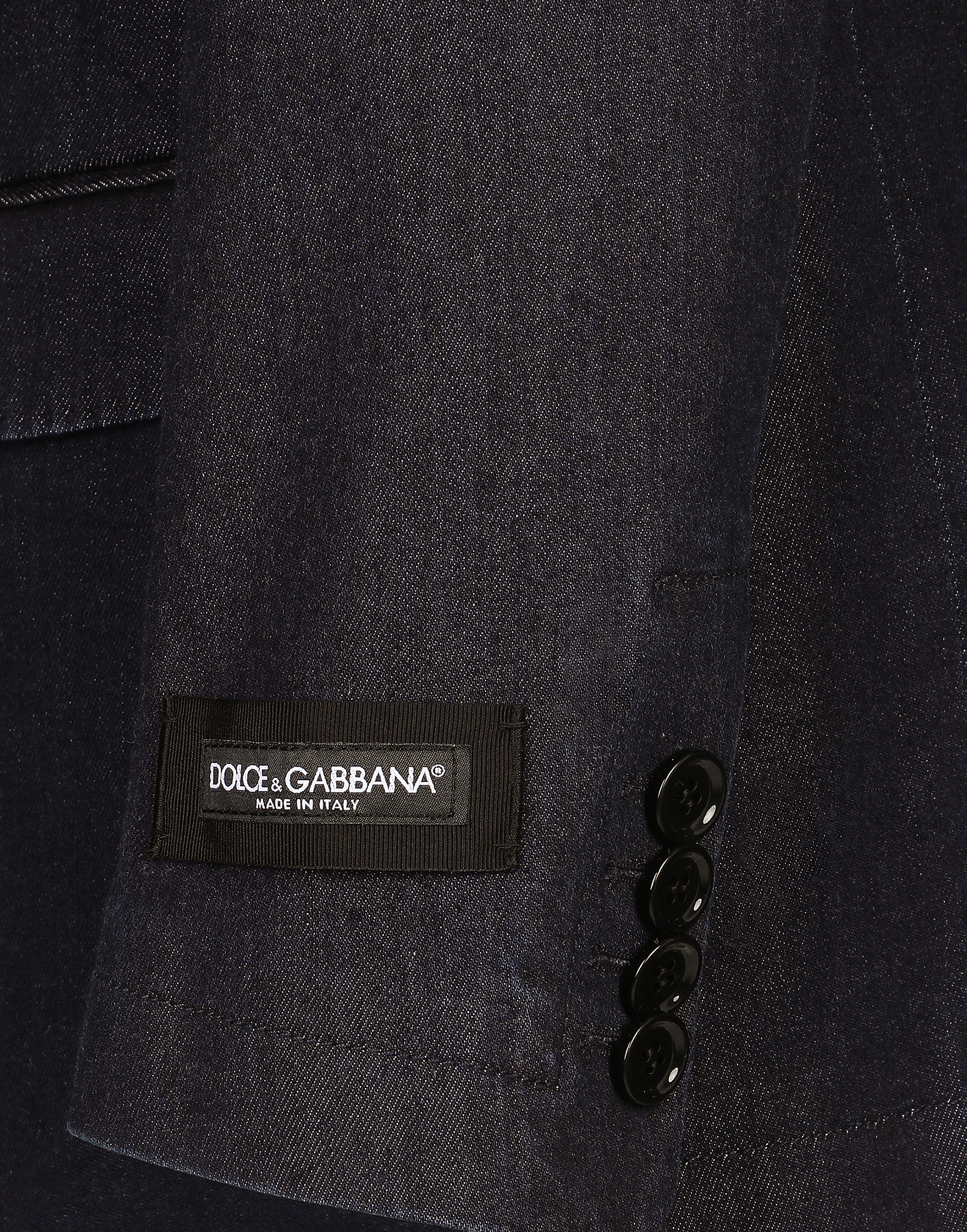 Dolce & Gabbana Double-breasted Silk And Cotton Denim Taormina-fit Jacket In Multicolor