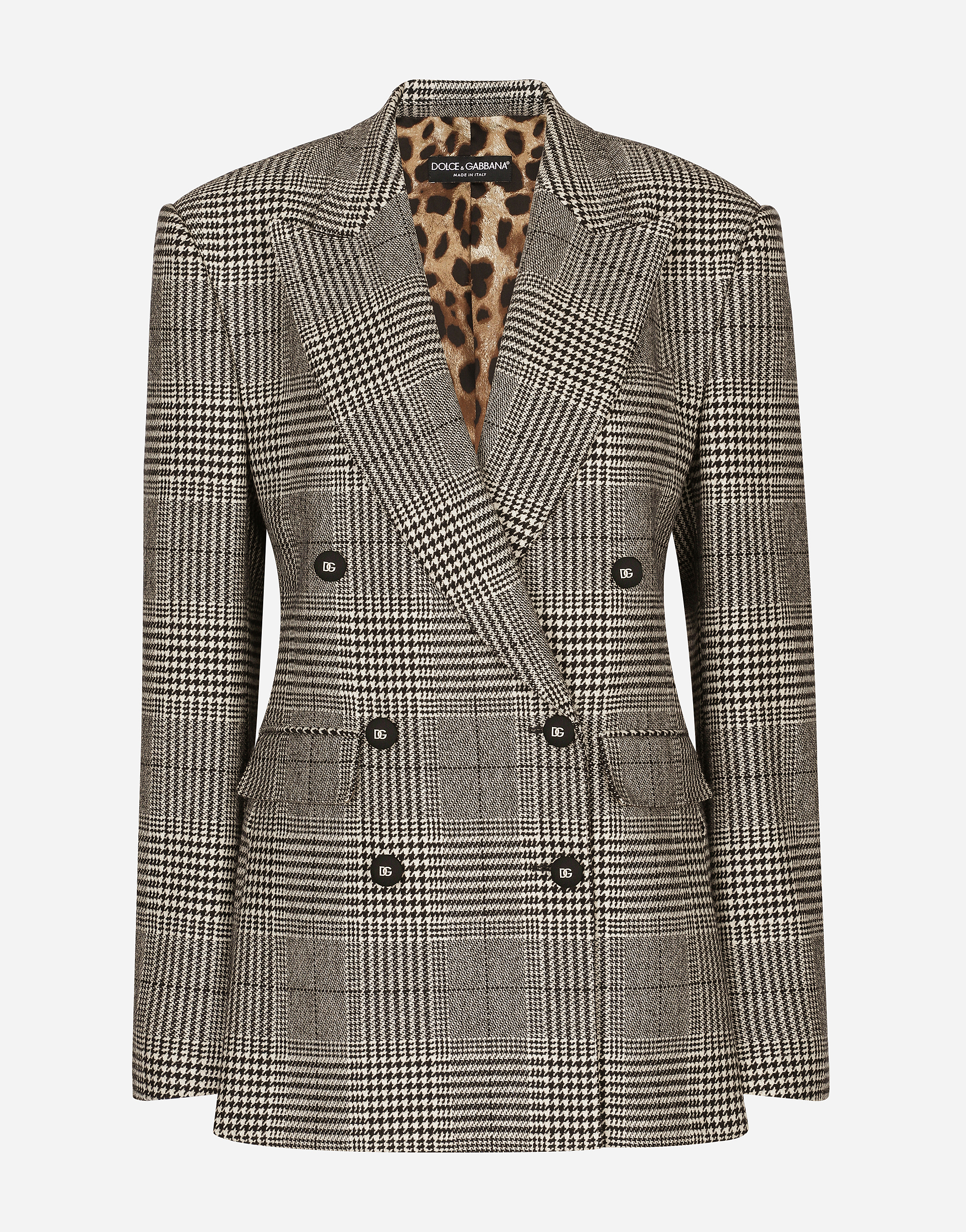 Dolce & Gabbana Glen Plaid Jacket With Vents In Multicolor